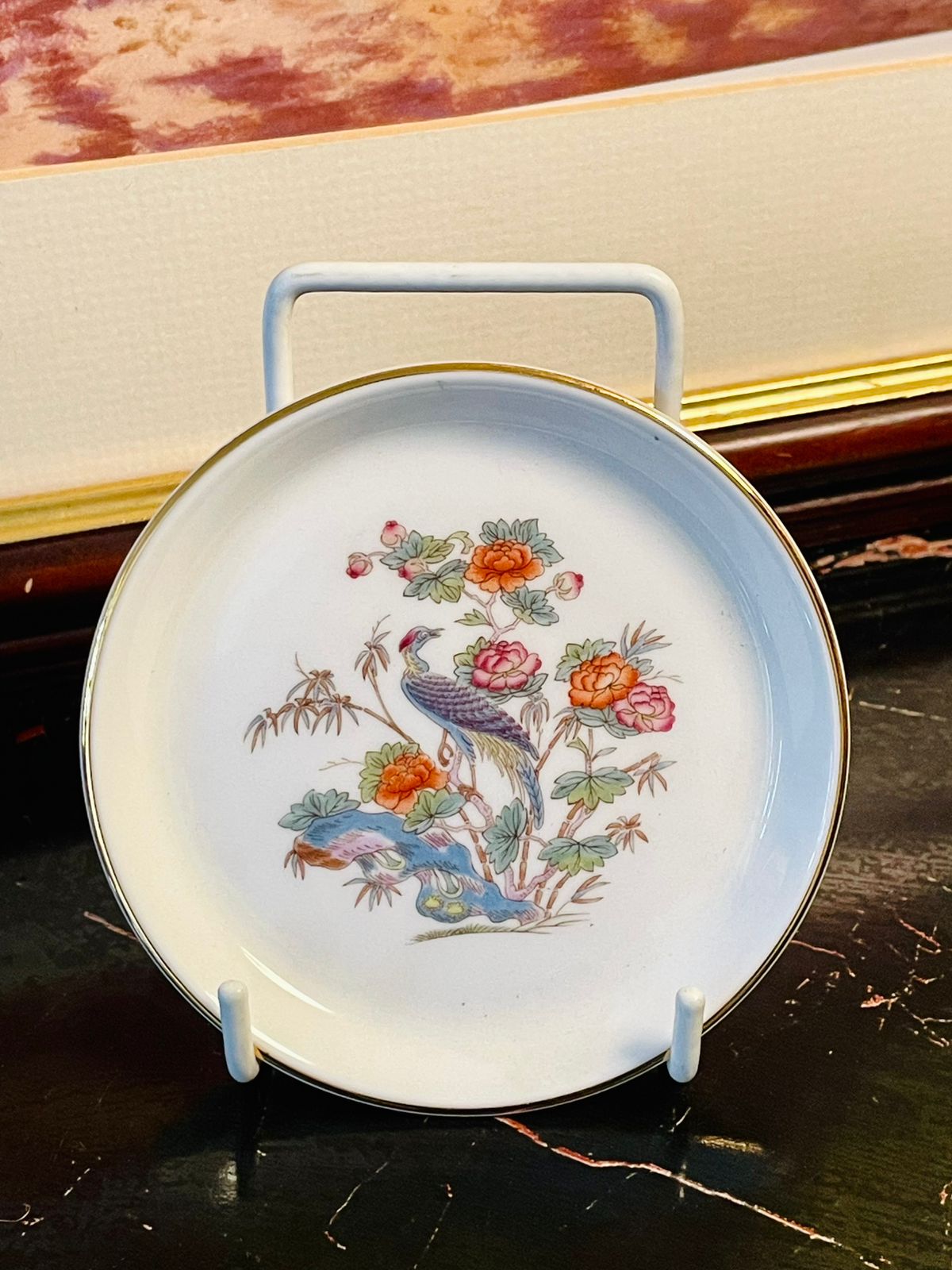 Wedgwood Bone China Kutani Crane Mini Plate – 4.5 Inch Trinket or Serving Plate – Made in England