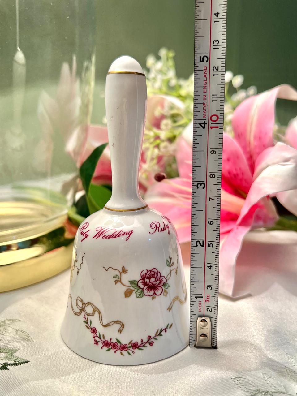 Crown Staffordshire Ruby Wedding Fine Bone China Bell 5"