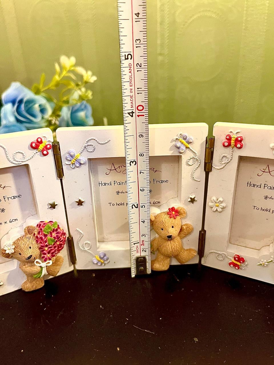 Amy’s Bear Triple Hinged Hand Painted Photo Frame | Holds 5 x 6 cm Photos