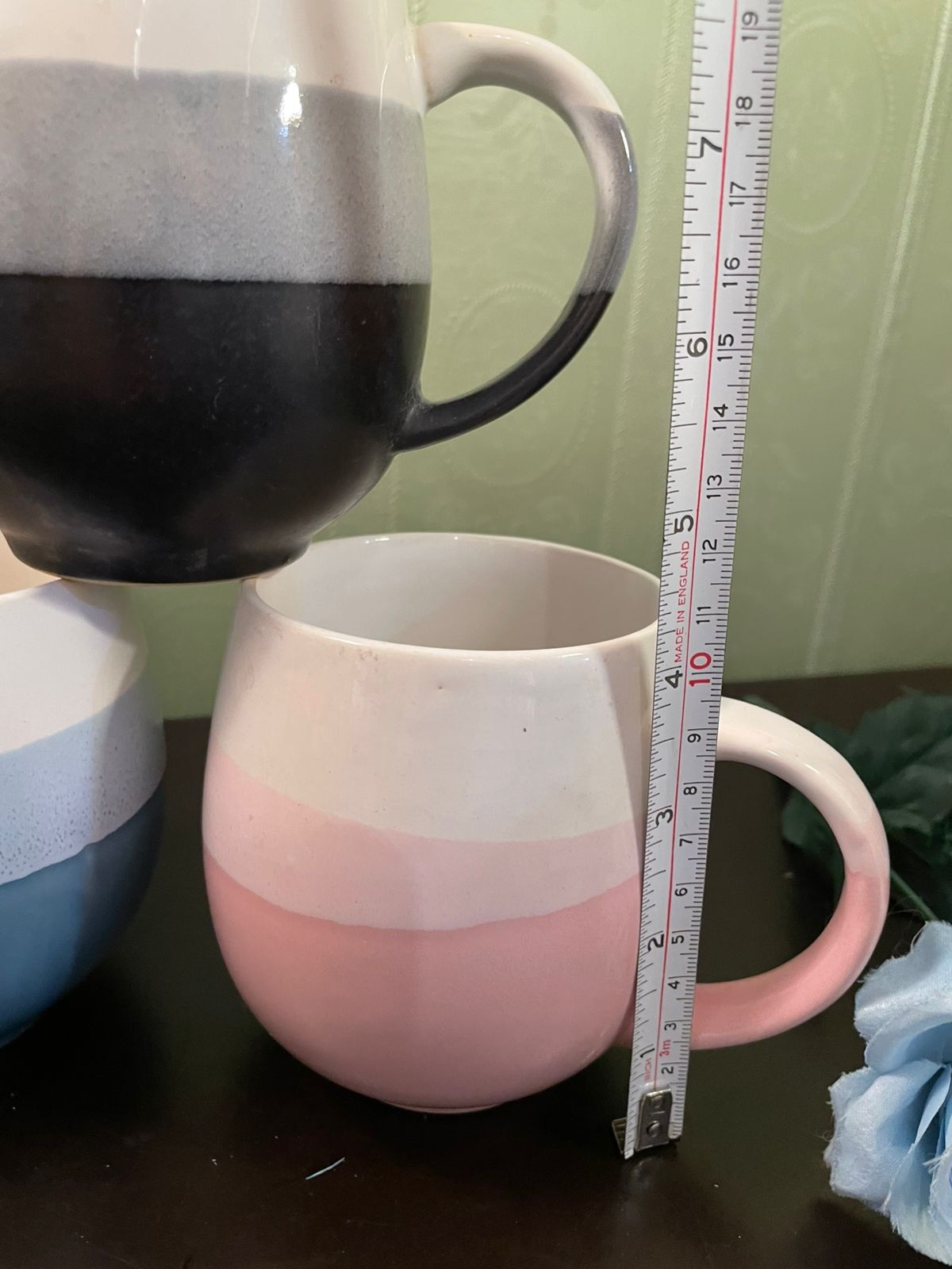Vintage Ombre Ceramic Mug Set 4 Inch Cottage Kitchen