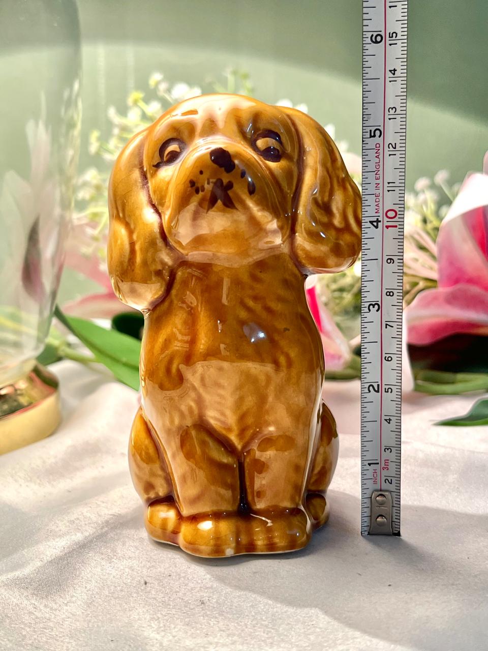 Brown Dog Ceramic Figurine Glossy Finish 13cm - 1 Piece