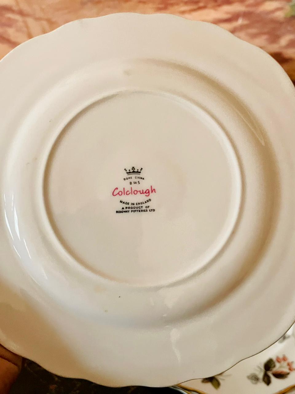 Set of 5 Colclough Bone China Plates – Red Berry & Gold Rim (England)