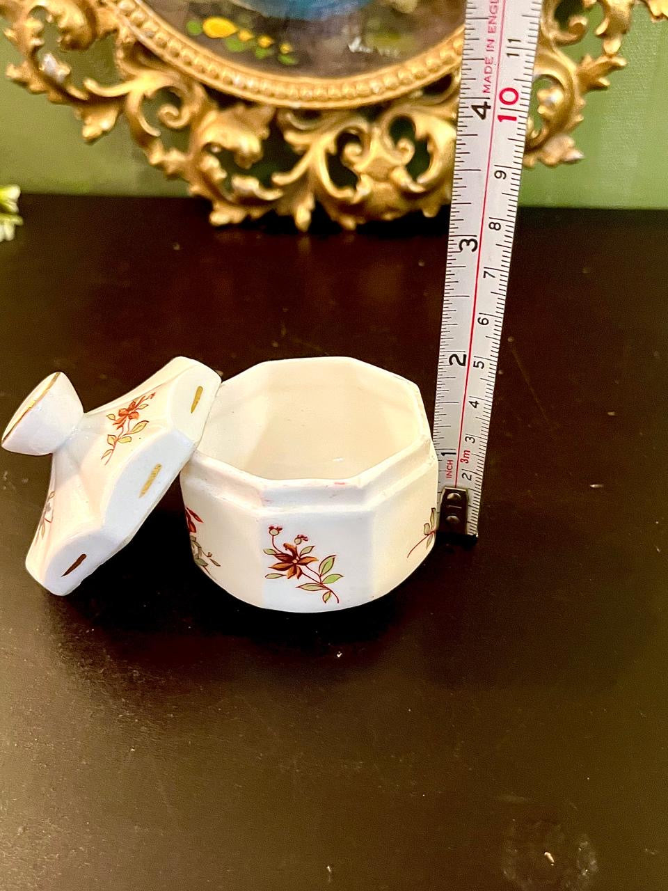 Vintage Floral Ceramic Trinket Box with Lid