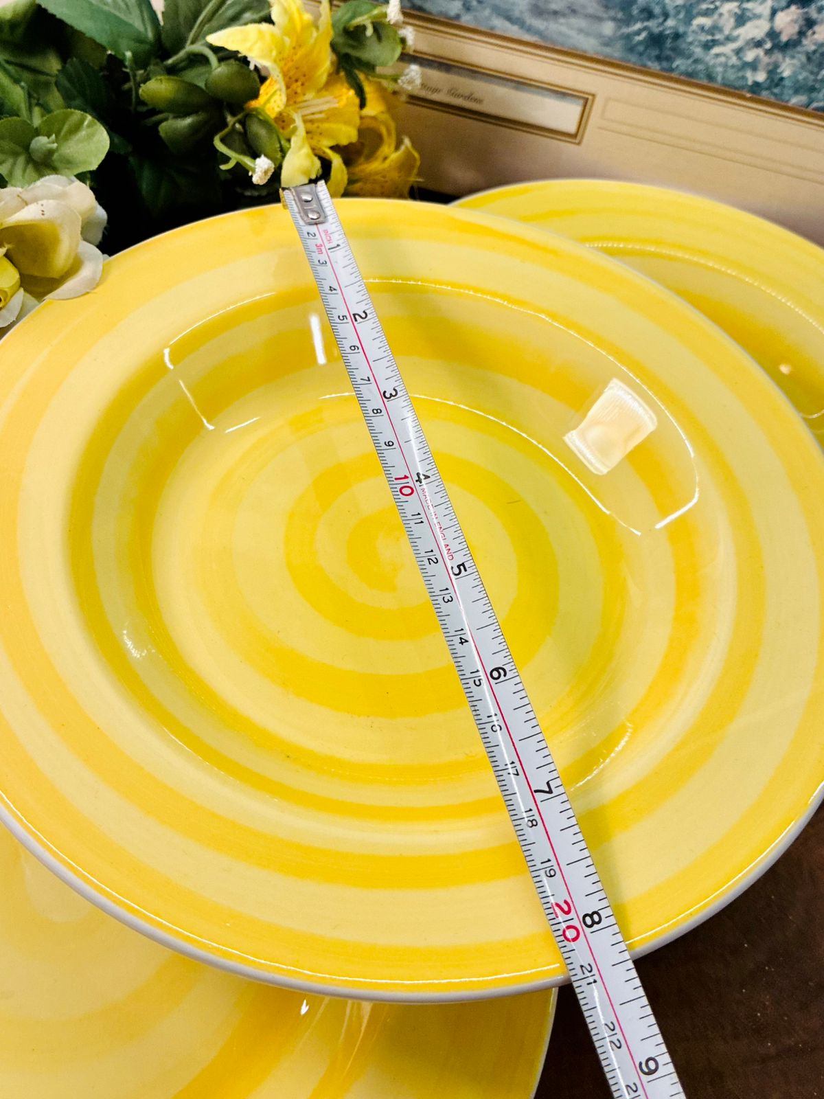 Vintage Yellow Swirl Deep Plater