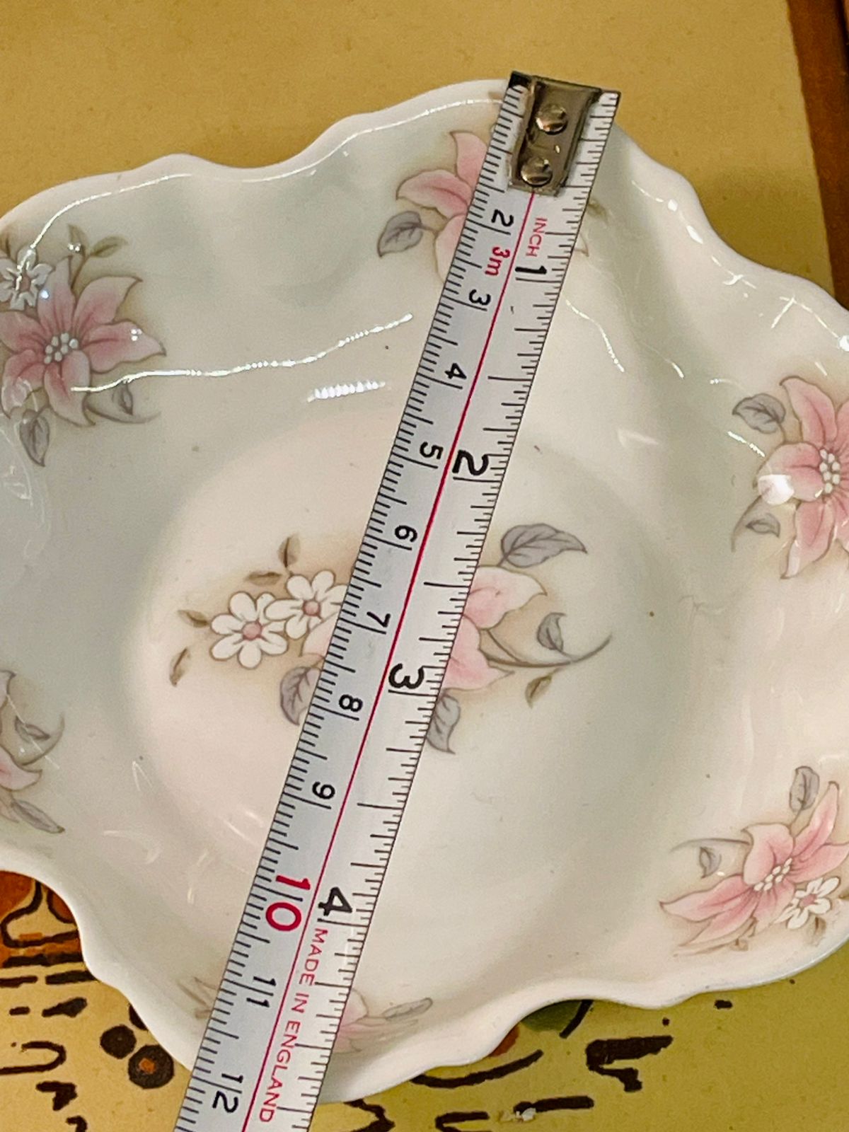 Vintage Floral Bone China Trinket Dish – Mini Jewellery Plate