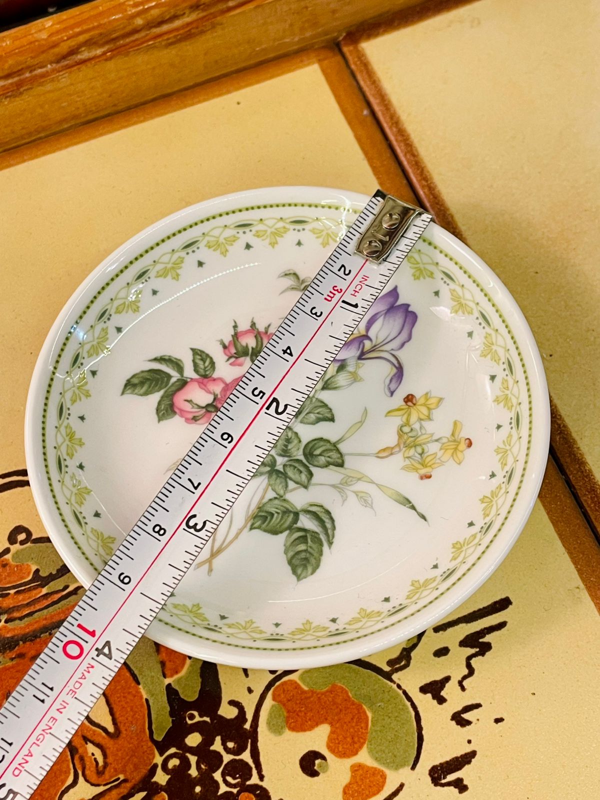 Vintage Floral Bone China Trinket Dish – Mini Jewellery Plate