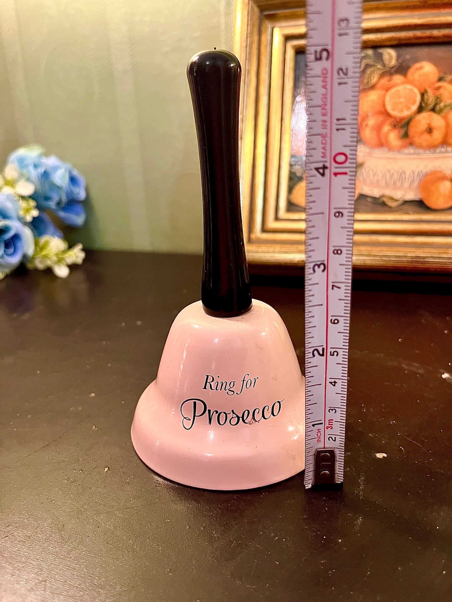 “Ring for Prosecco” Ceramic Hand Bell – Pink Novelty Bar Bell
