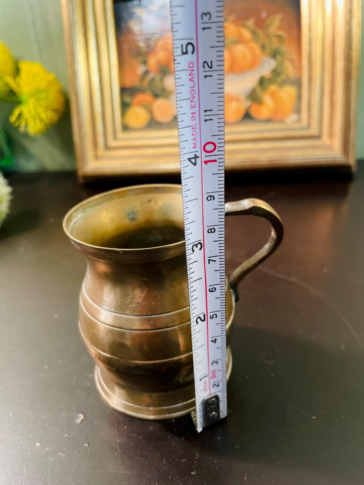 Vintage Mini Brass Tankard Mug 3 Inch Rustic Collectible Cup