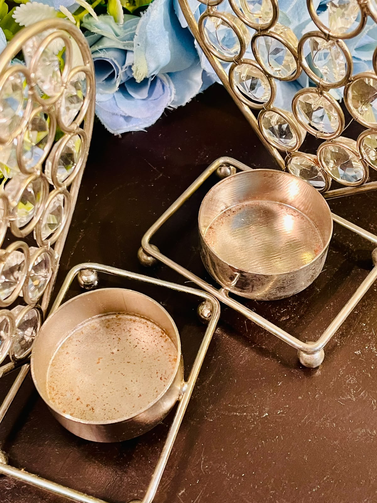 Silver Metal Tealight Candle Holder Set – Decorative Heart Tea Light Holders (2 Pieces, 5 Inch)