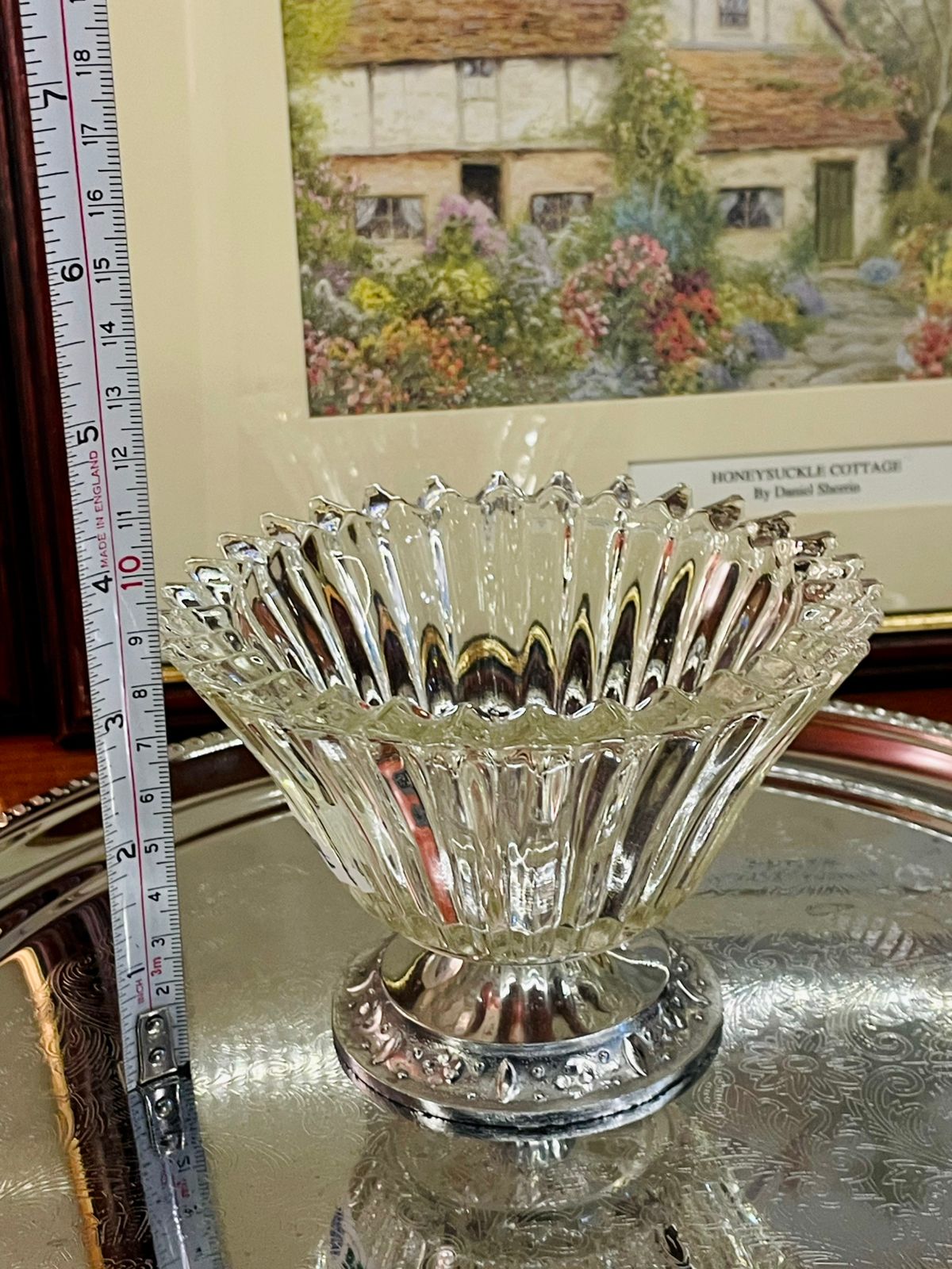 Vintage Pressed Glass Pedestal Dessert Bowl – Elegant Display Piece