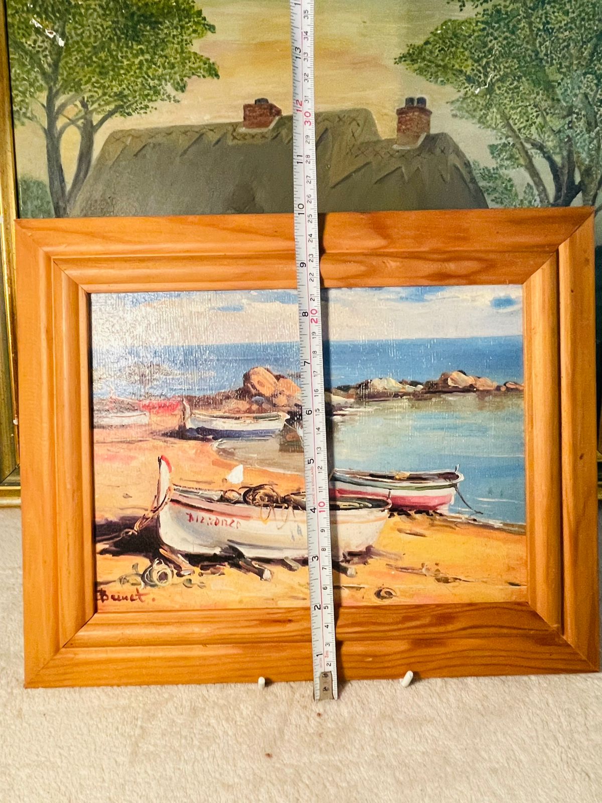 Robert Sills Original Oil Painting – Italian Fishing Boats | Vintage Framed Art from Gallery of California