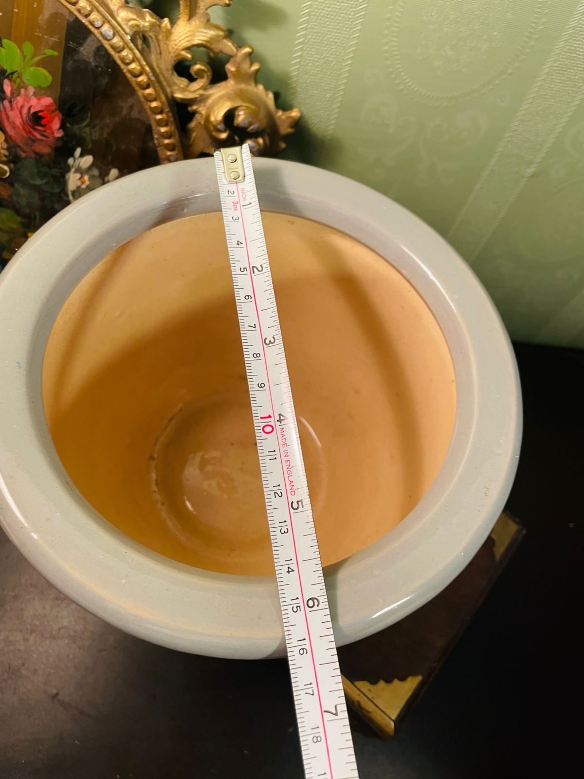 Vintage Stoneware Floral Planter Pot 7 Inch