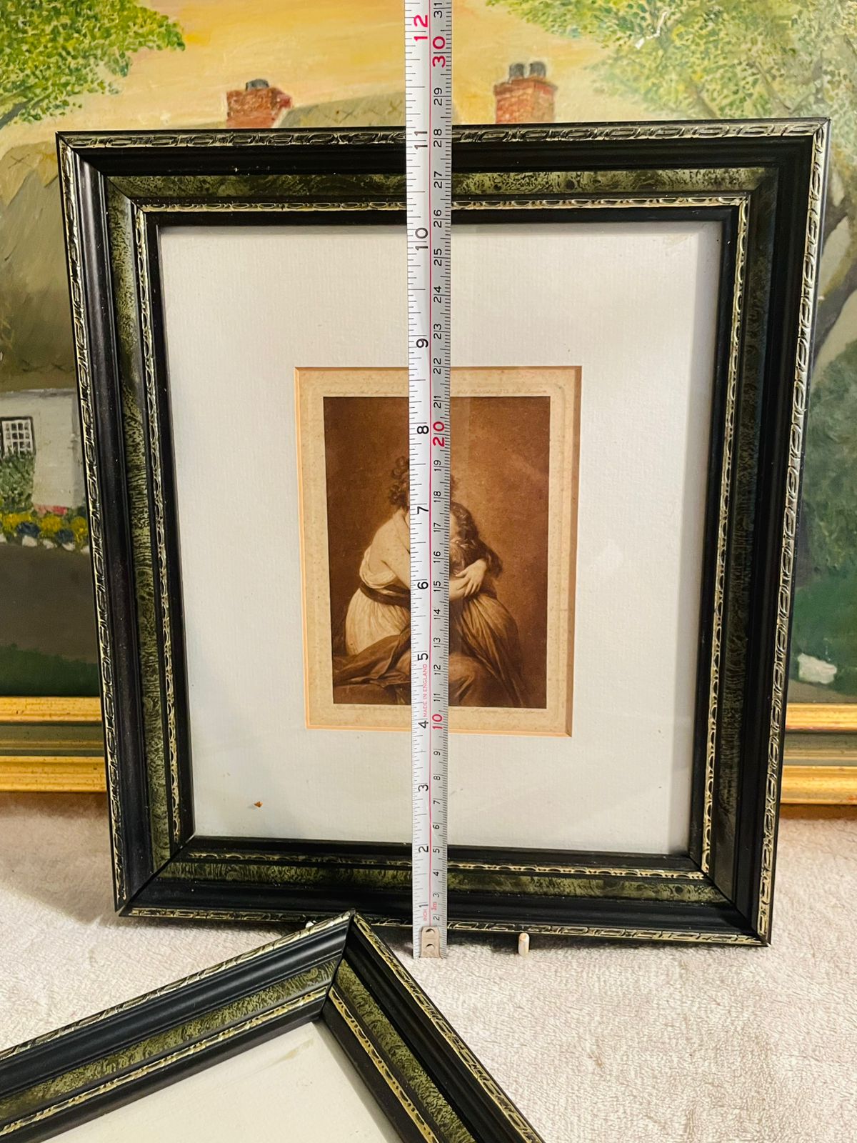 Set of 2 Vintage “Last Rose Of Summer Lady” Framed Prints & 1 Antique Self-Portrait Print by Elizabeth Louise Vigée