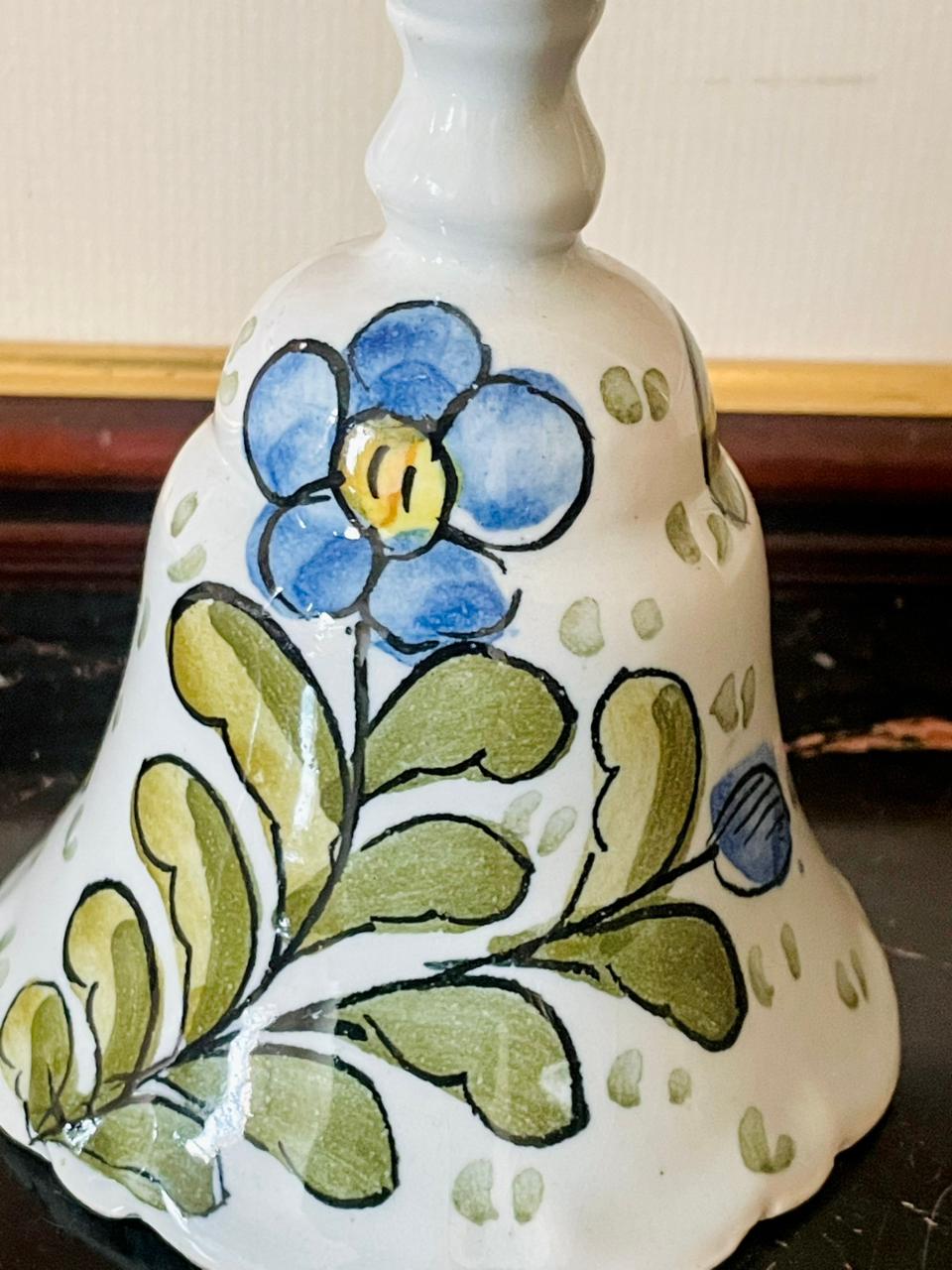 Vintage Hand-Painted Ceramic Bell – Floral Motif