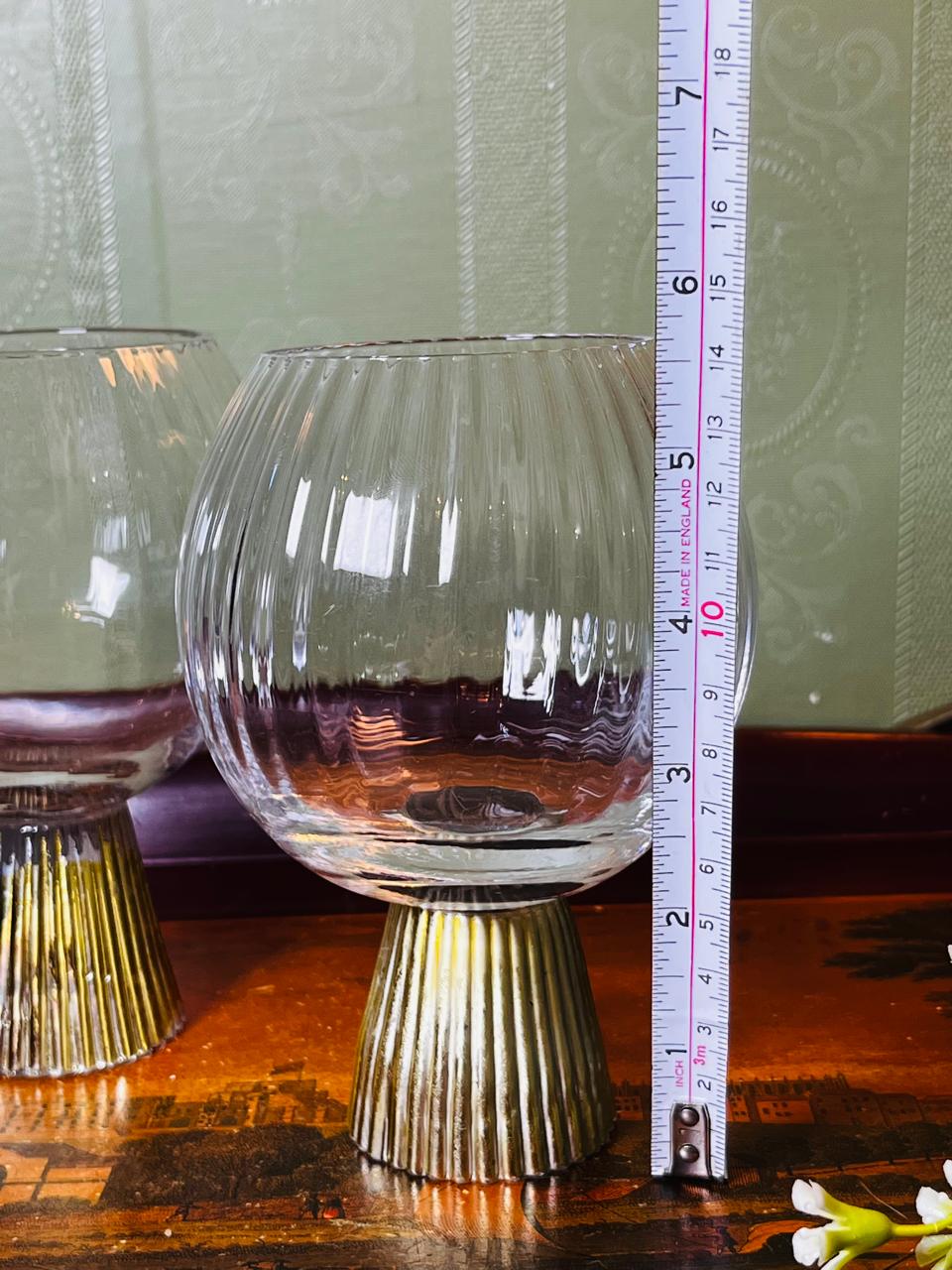 Clear Crystal Pedestal Holders with Gold-Tone Bases – 2 Pieces