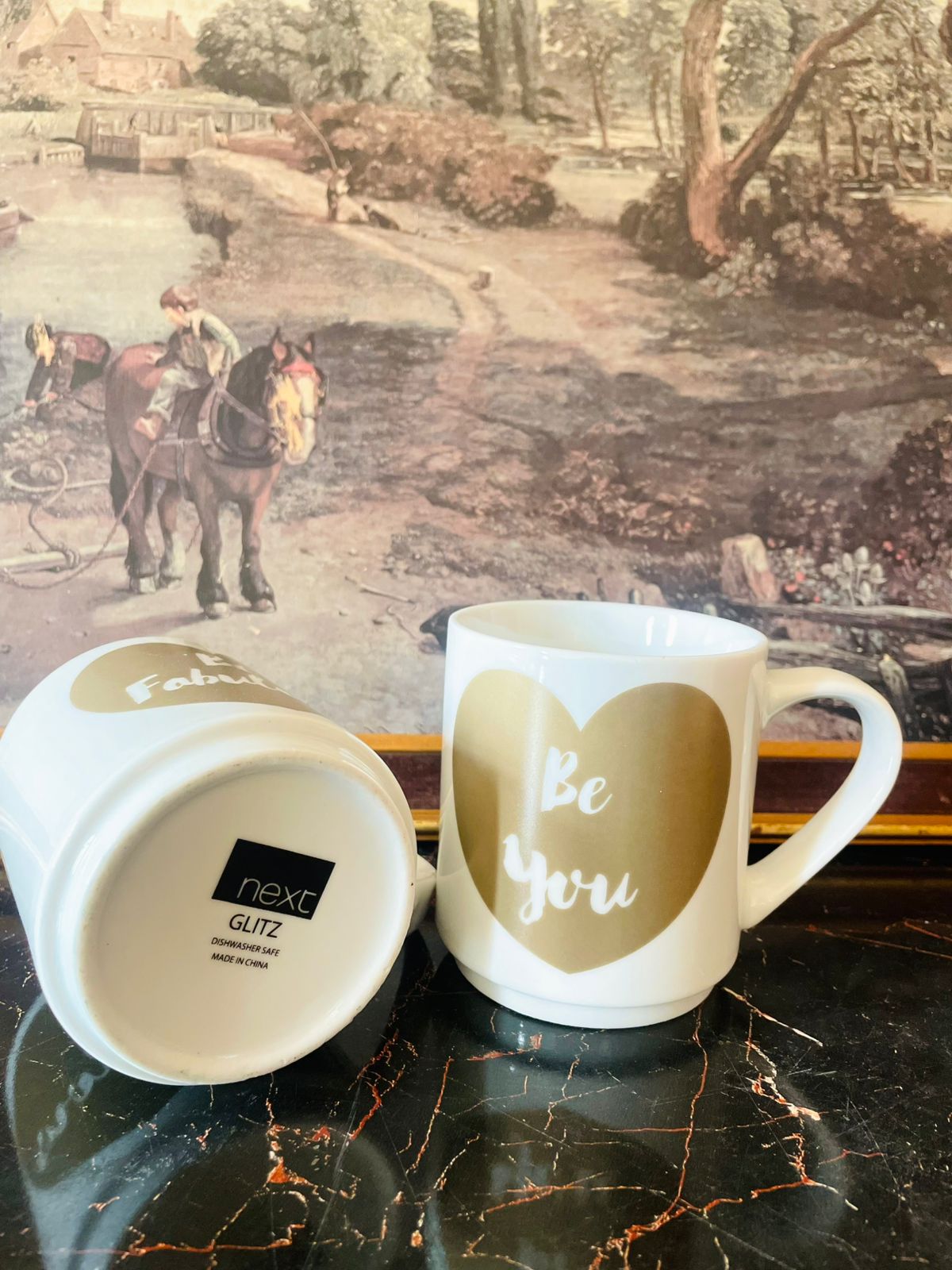 Set of 2 mugs “Be Fabulous” & “Be You” Next Glitz Mugs – Fine Ceramic Gift Set