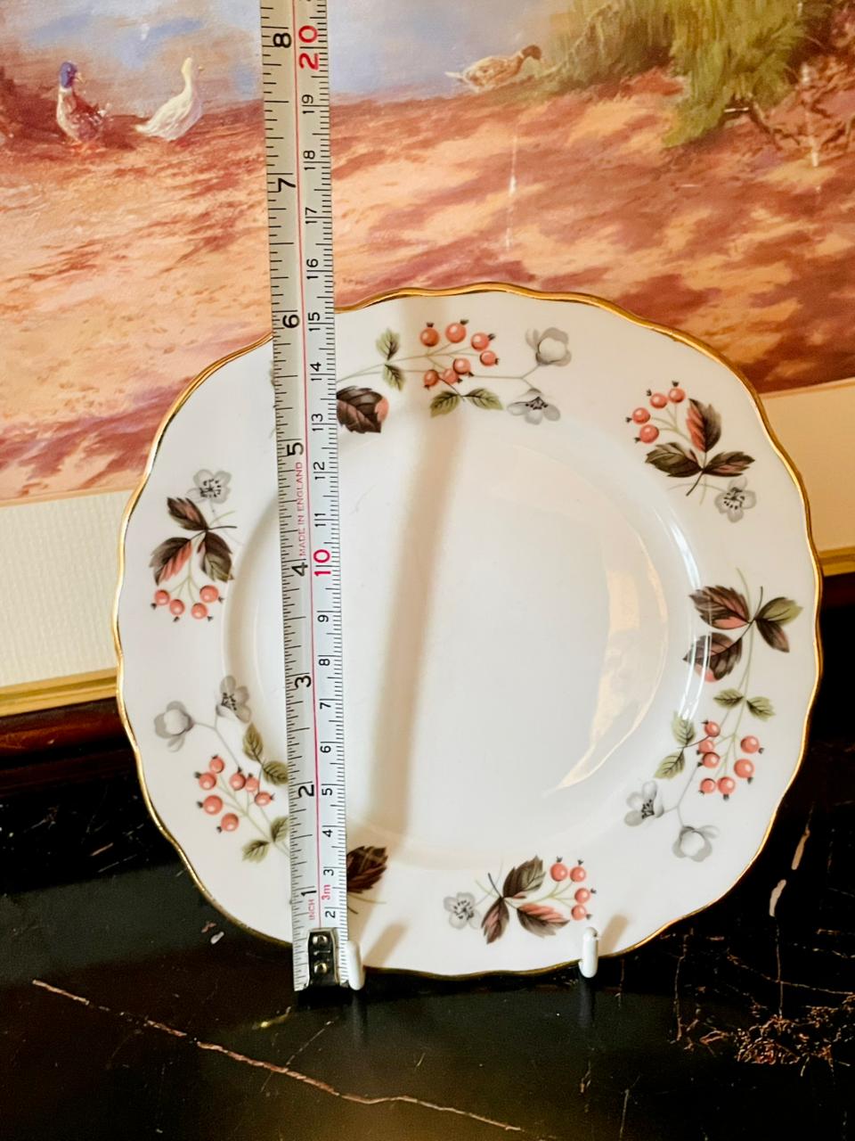 Set of 5 Colclough Bone China Plates – Red Berry & Gold Rim (England)