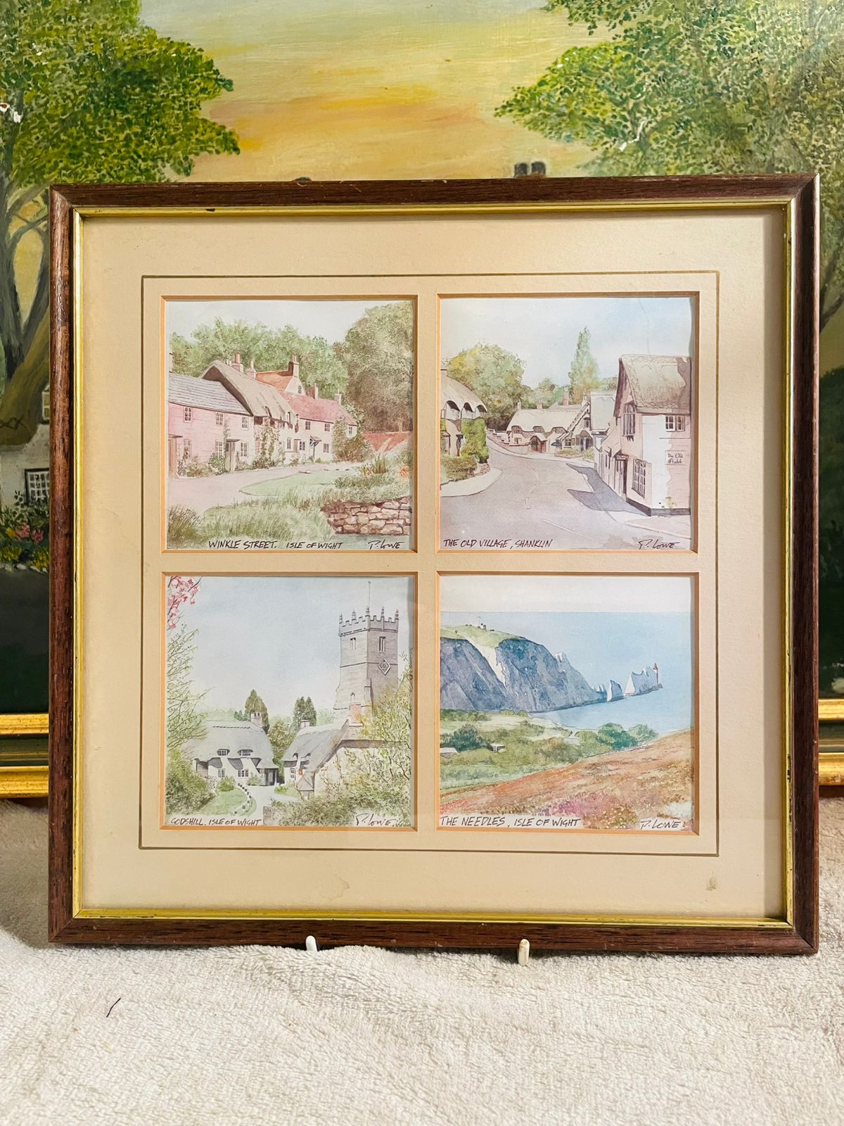 Original Watercolour Painting Frame – 4 Different Village Scenes in One Frame