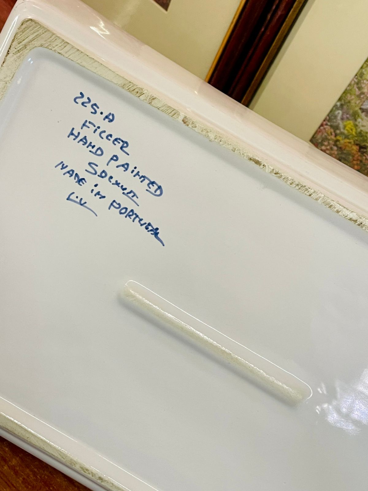 Hand-Painted Portugal Blue & White Ceramic Platter – 33cm – Artisanal