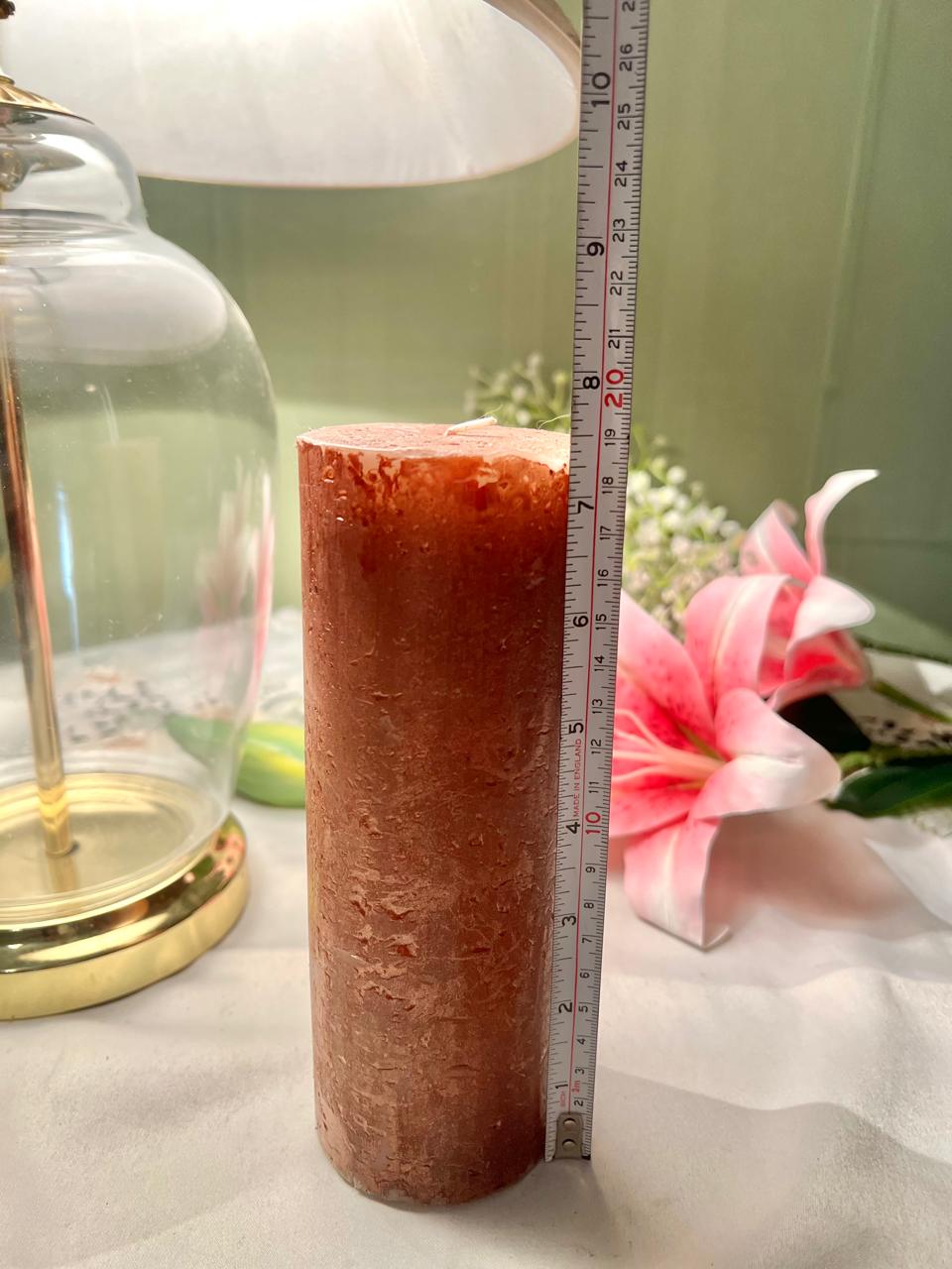 Bolsius Brown Scented Copper Pillar Candle – 19 cm