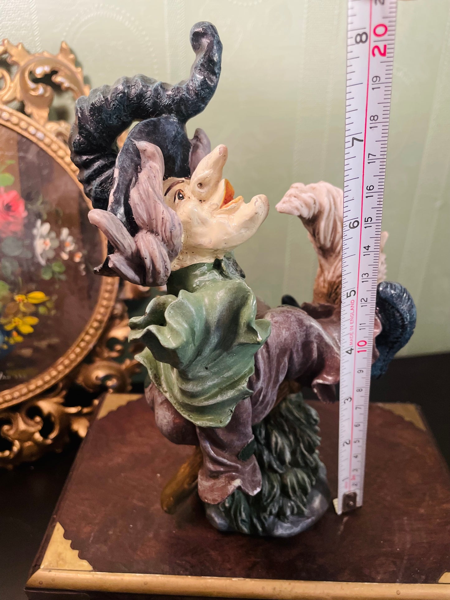 Whimsical Witch Figurine With Cat Fantasy Collectible Ornament