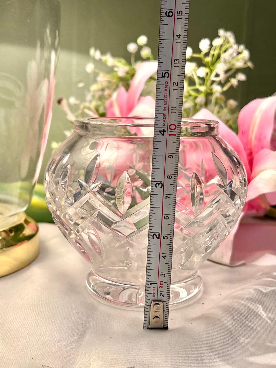 Clear Cut Crystal Round Vase – Approx. 4 Inch