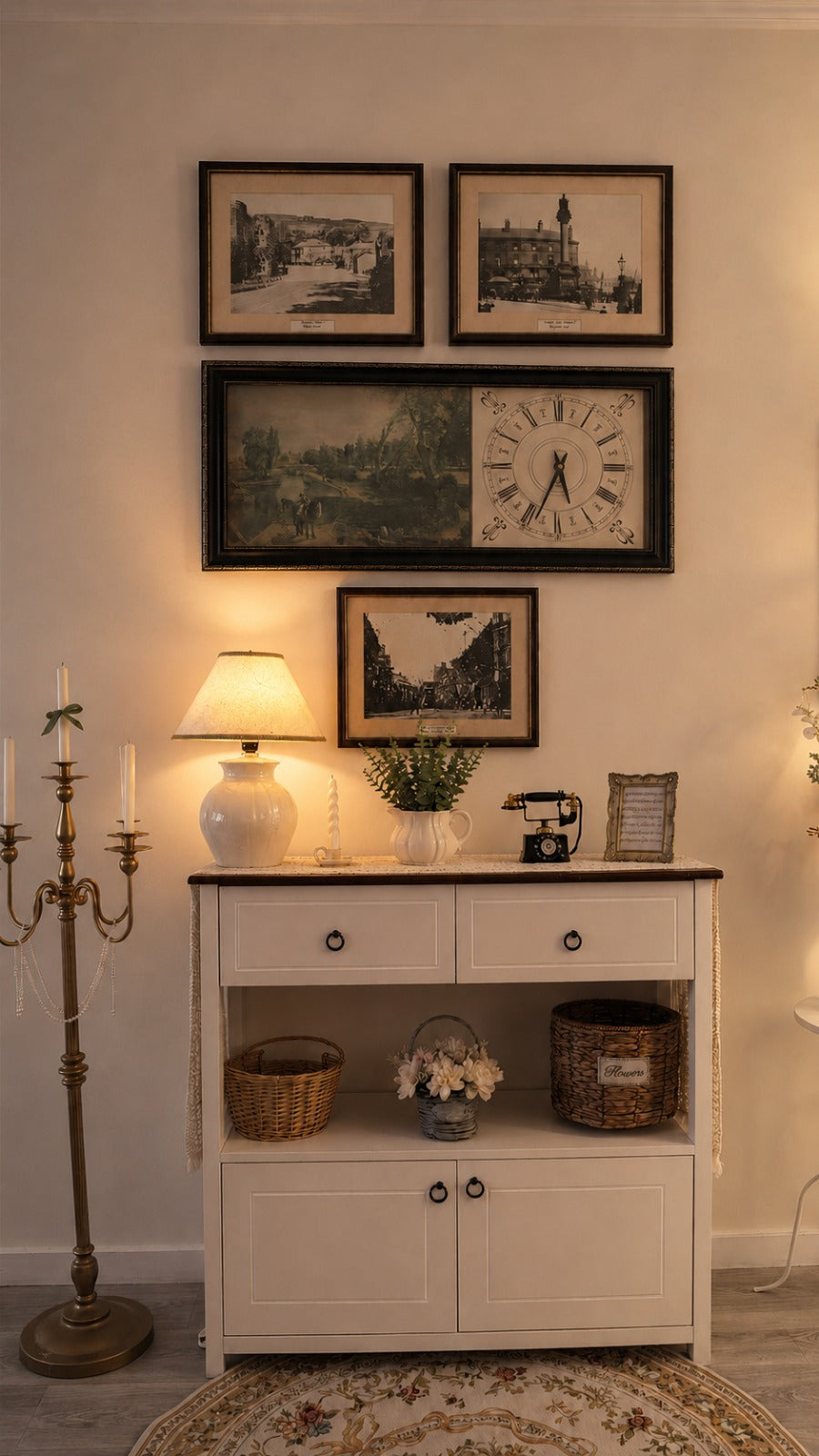 Vintage Sheffield Heritage Wall Gallery with Clock – 4 Piece Set