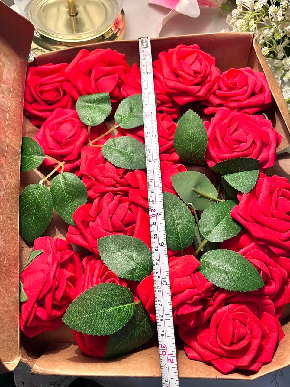 Red Artificial Rose Decor Box 12 Inch