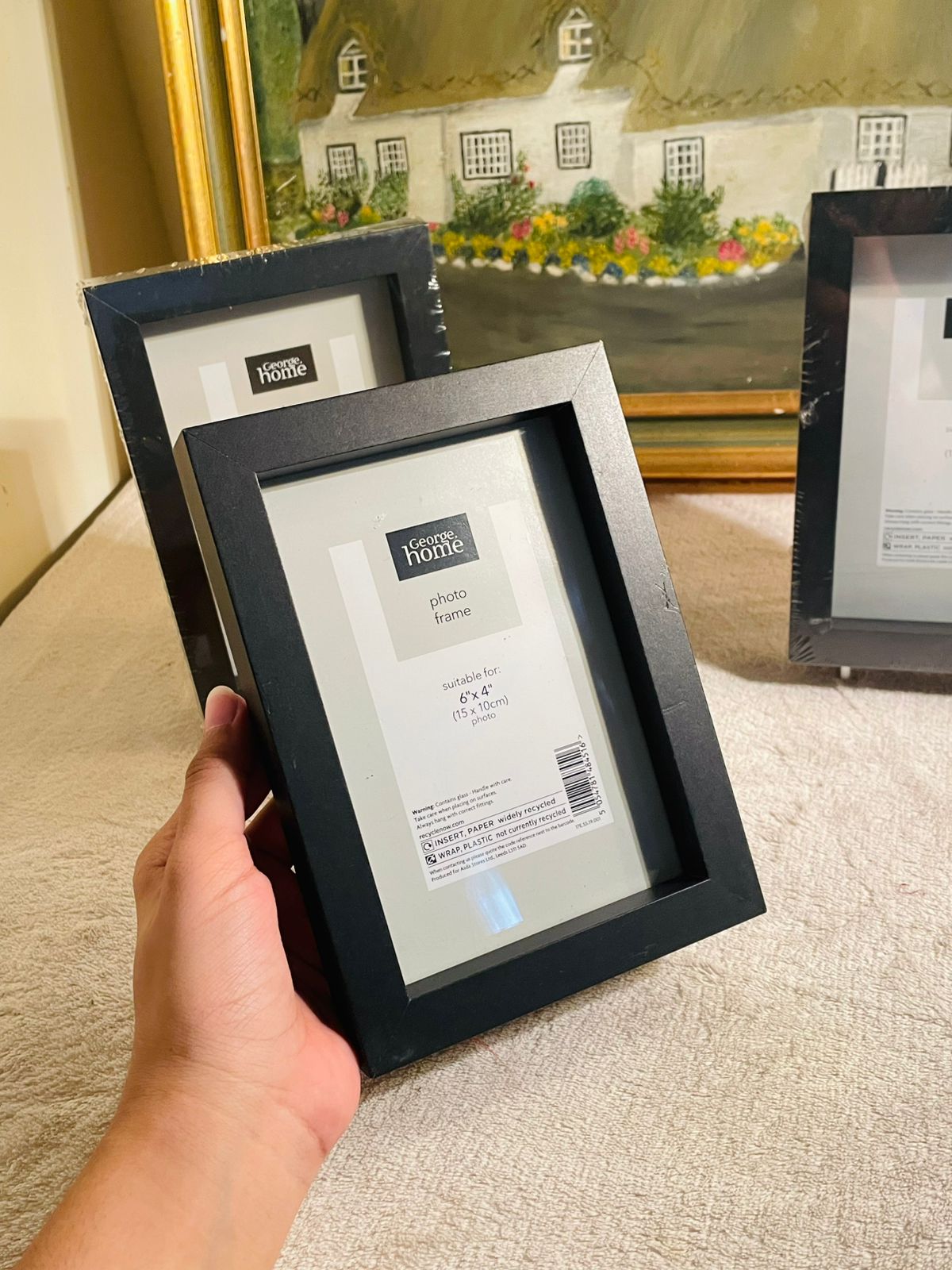 Set of 3 George Home black photo frames for wall and tabletop display