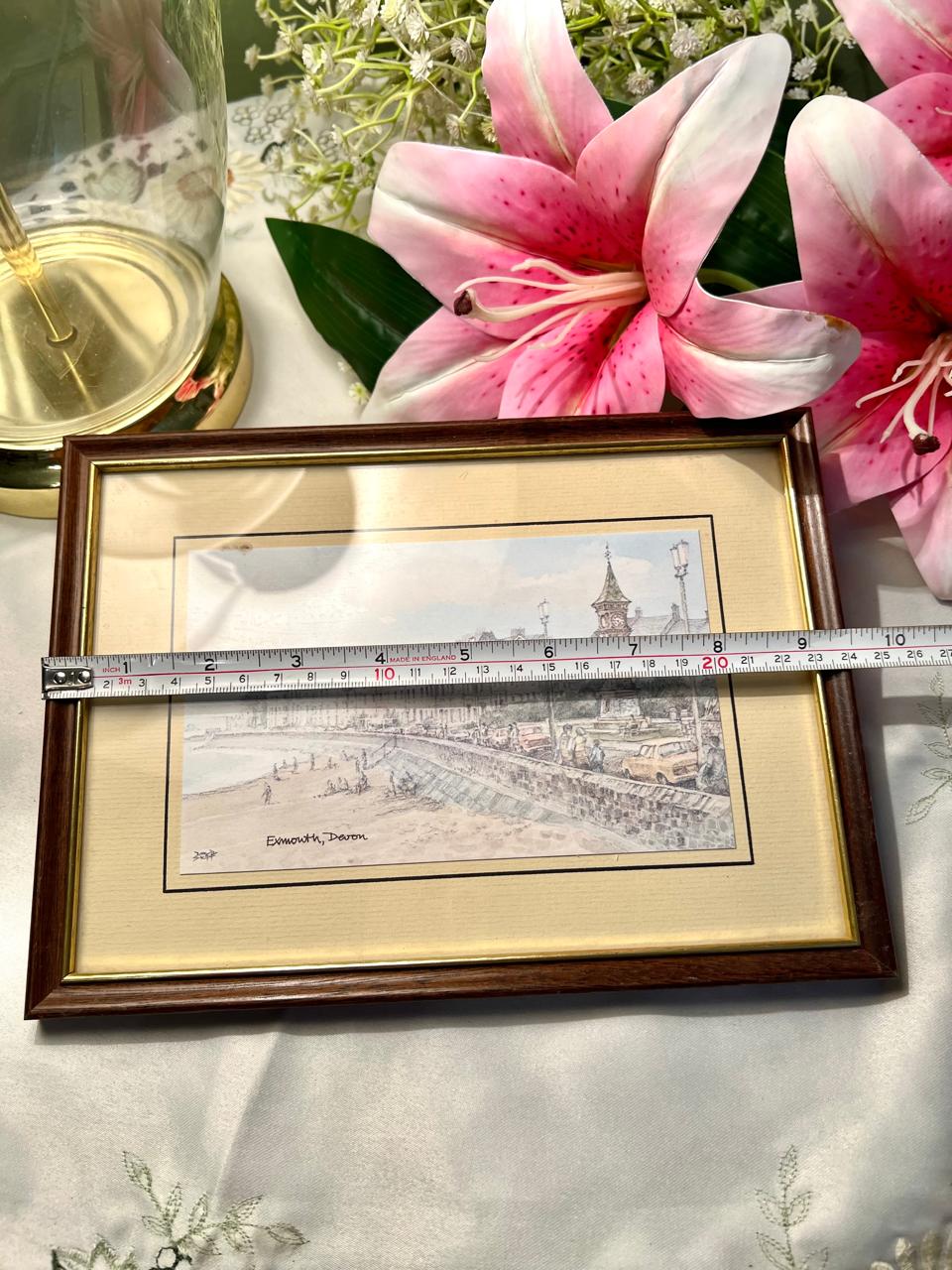 Exmouth Devon Framed Painting Brown Frame Approx. 25 cm