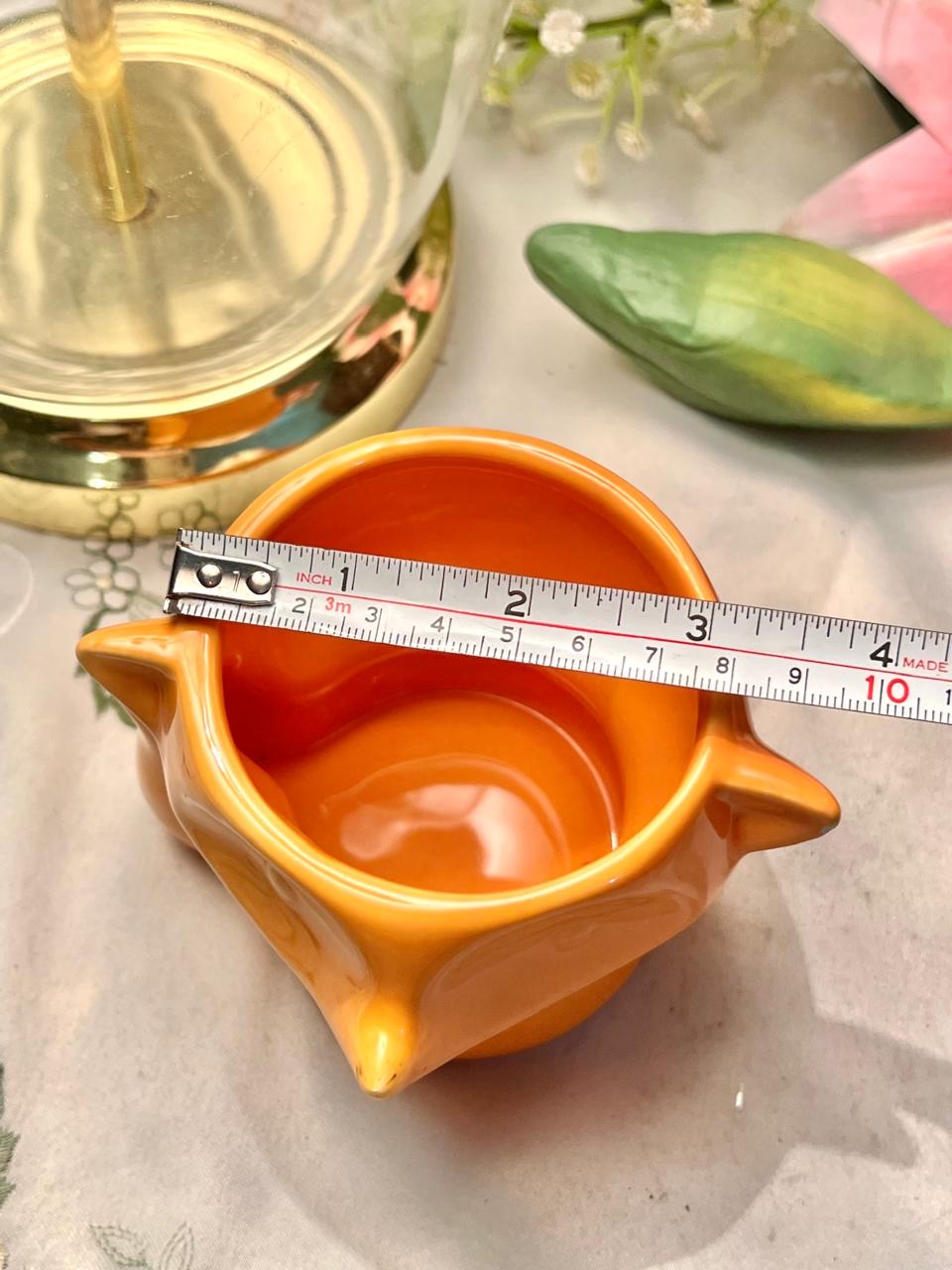 Vintage Orange Ceramic Owl Planter 9 cm