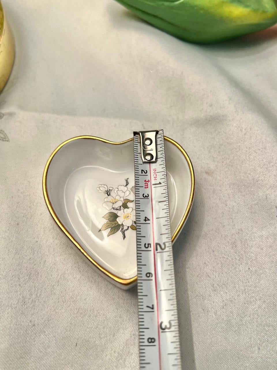 Coalport Bone China Heart Dish Floral Gold Trim 6 cm