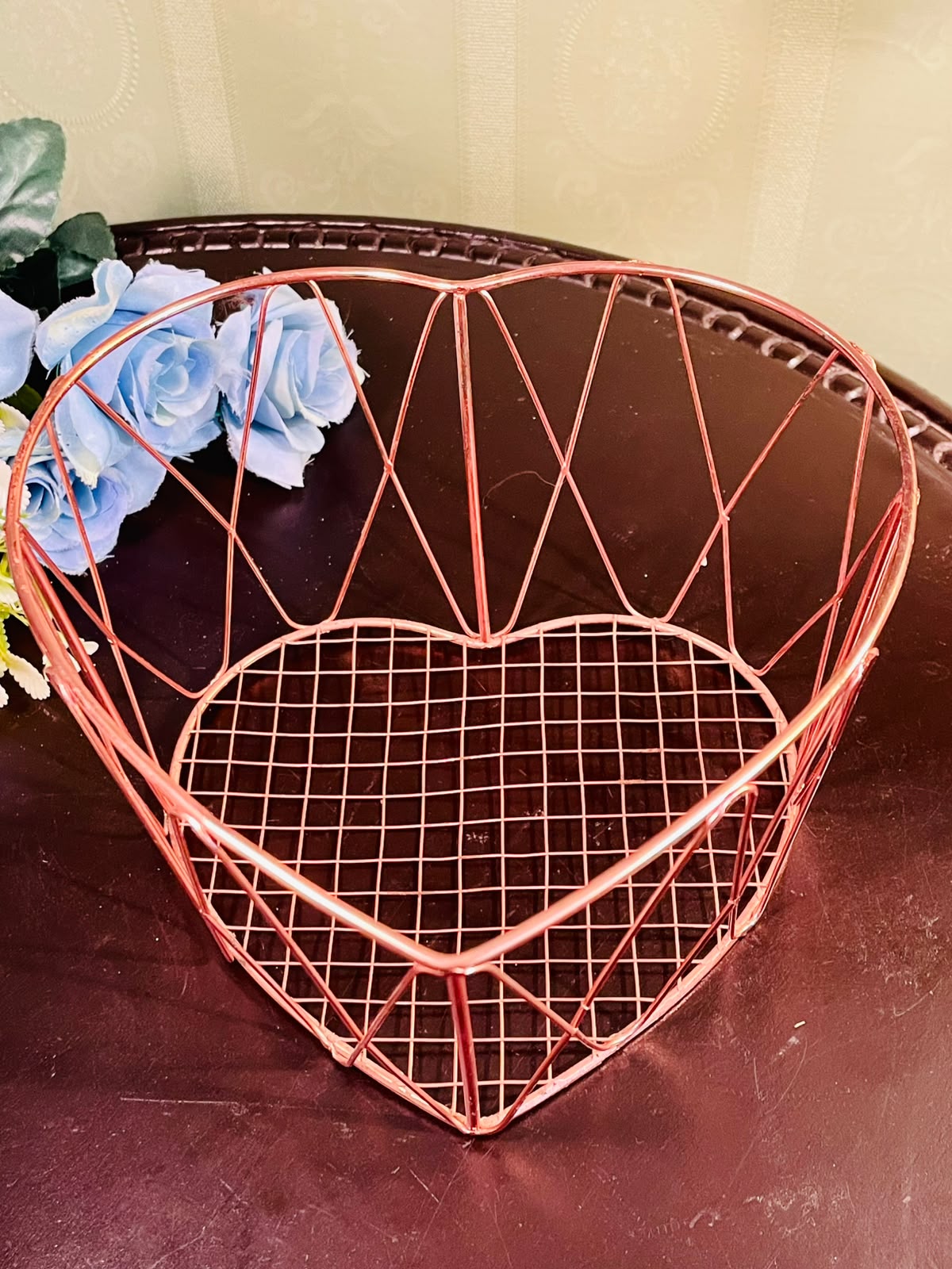Rose Gold Metal Fruit Basket – Geometric Wire Storage Basket