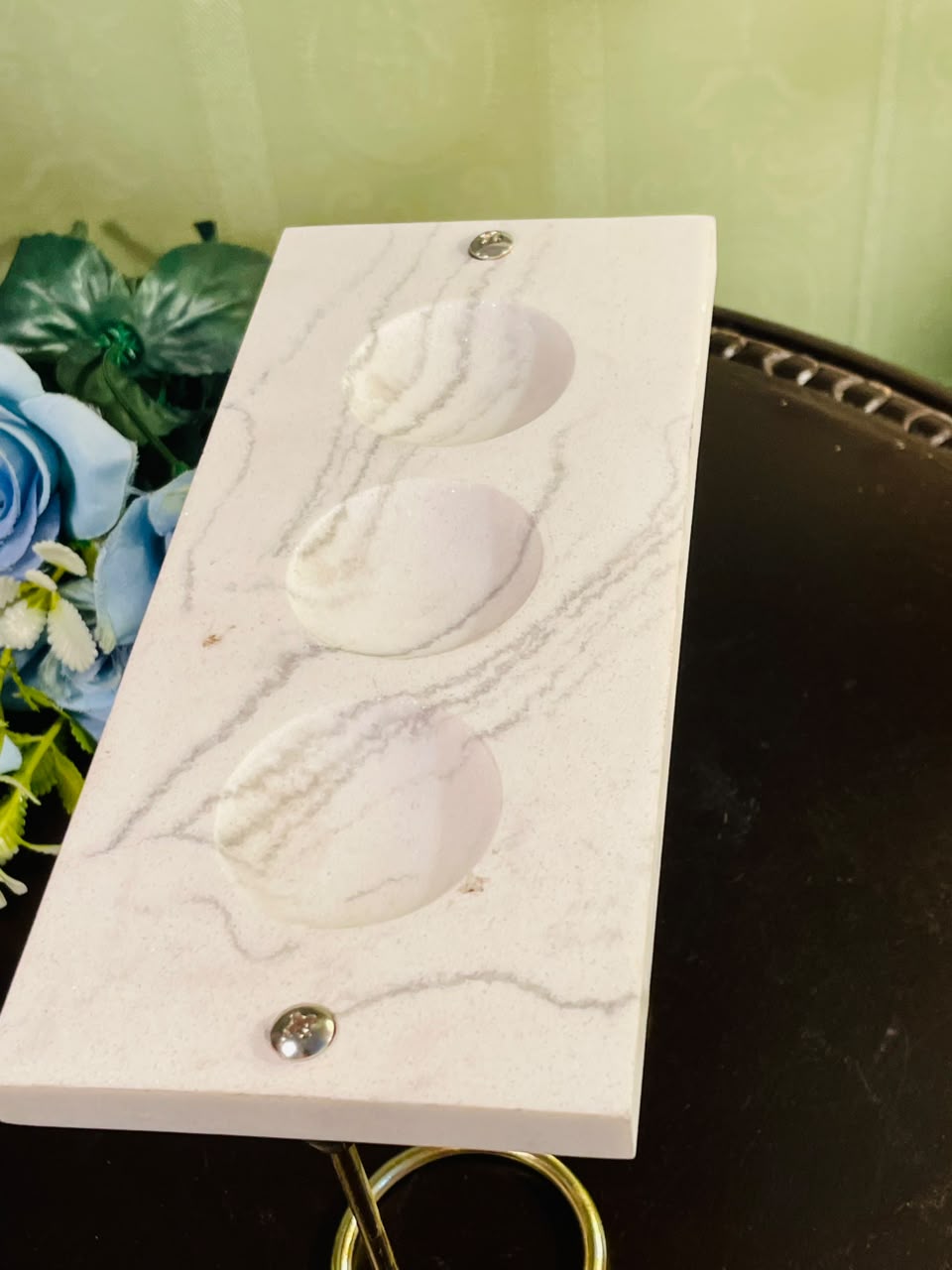 Marble Effect Triple Tealight Candle Holder 18cm
