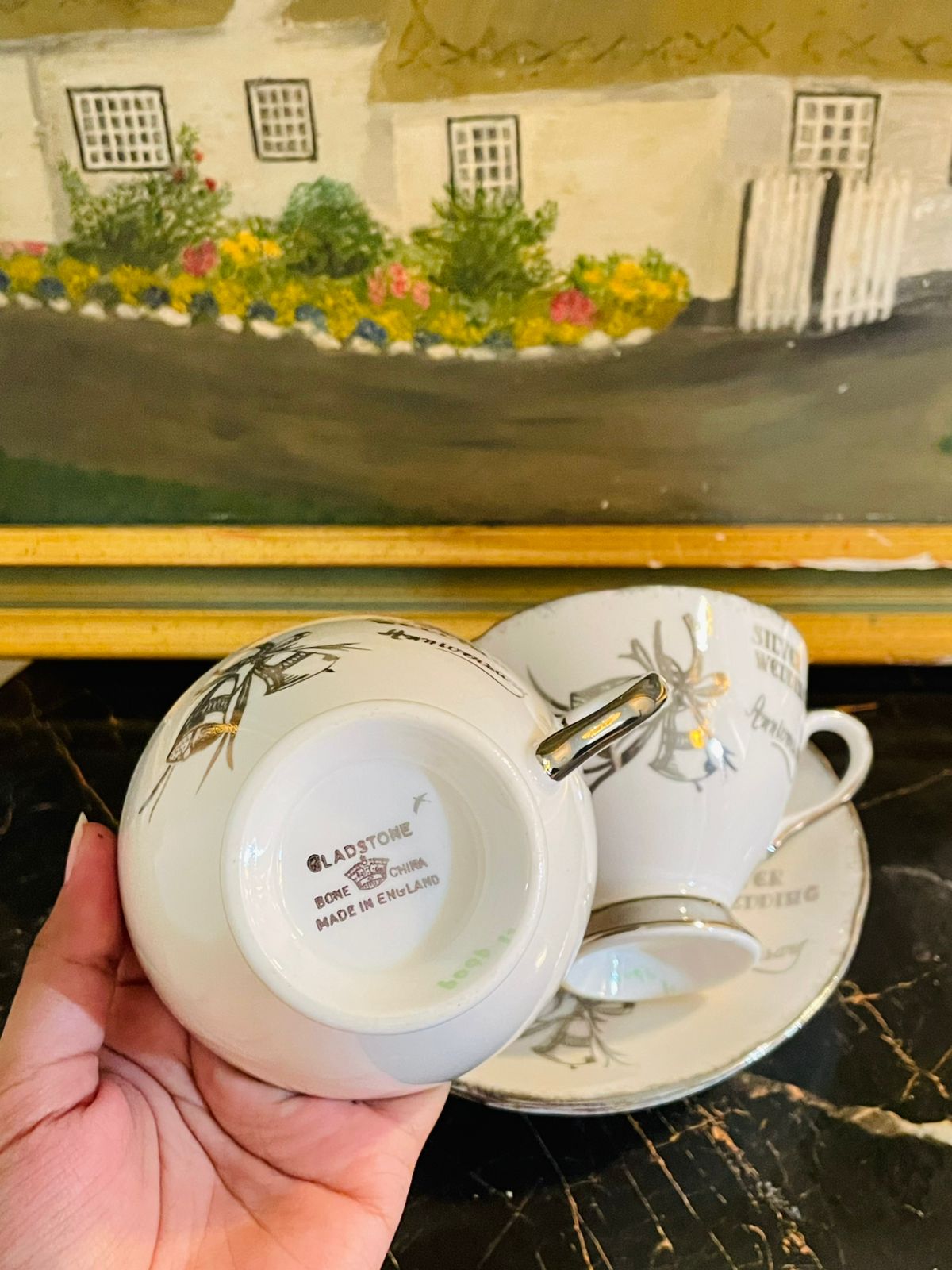 Silver Anniversary Pair of Bone China Cups & Saucers – Made in England