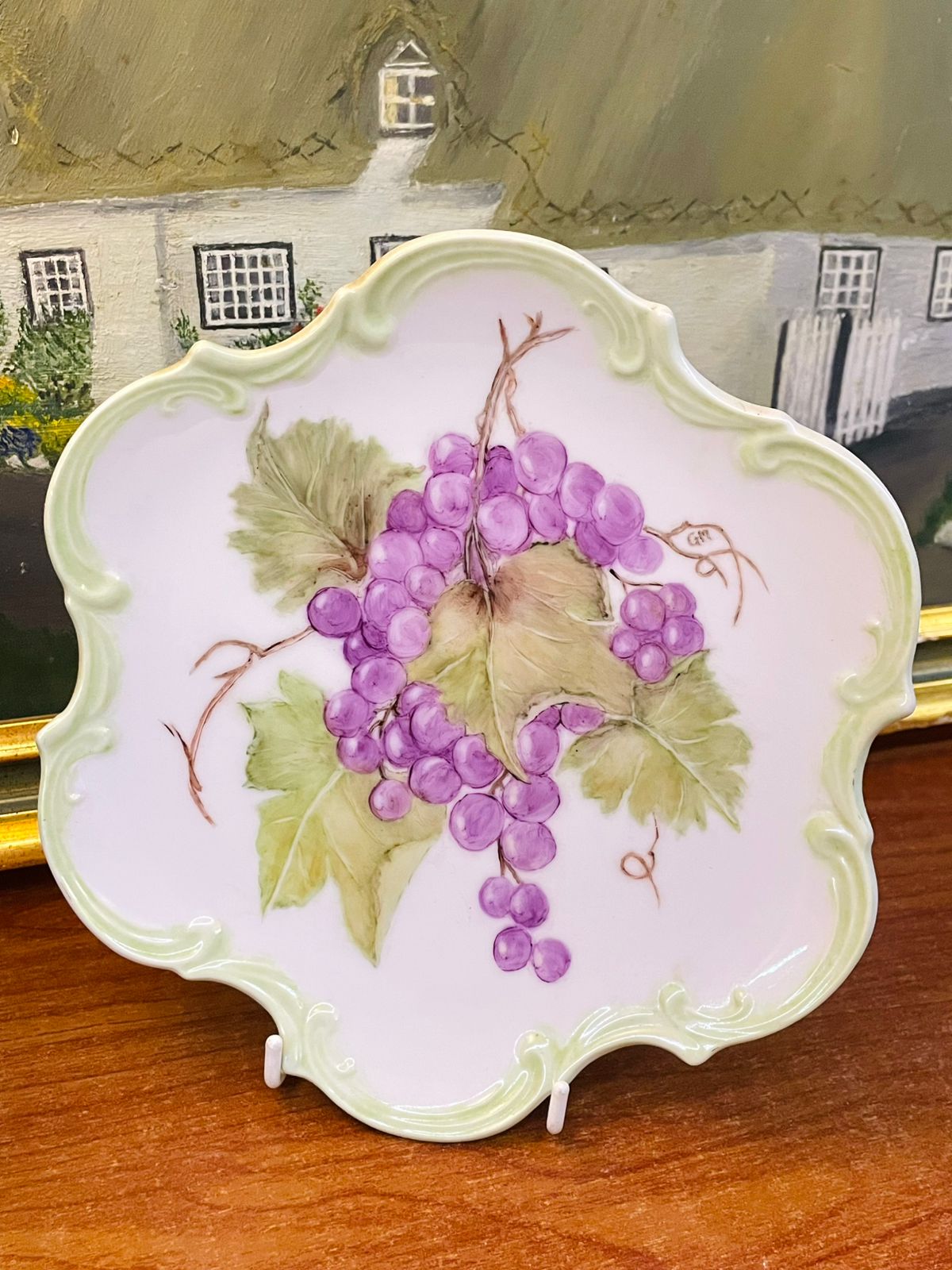 Vintage Hand painted Grapes Collector Plate | Ceramic