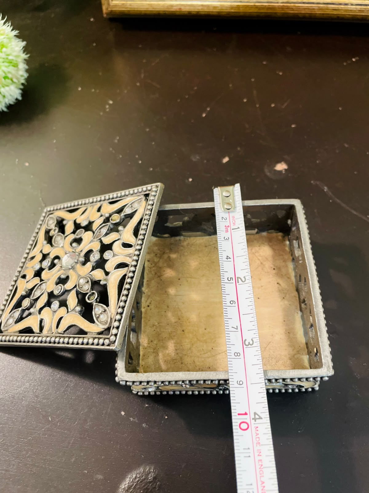 Vintage Ornate Trinket Box 3.5 Inch Jeweled Keepsake Box with Lid