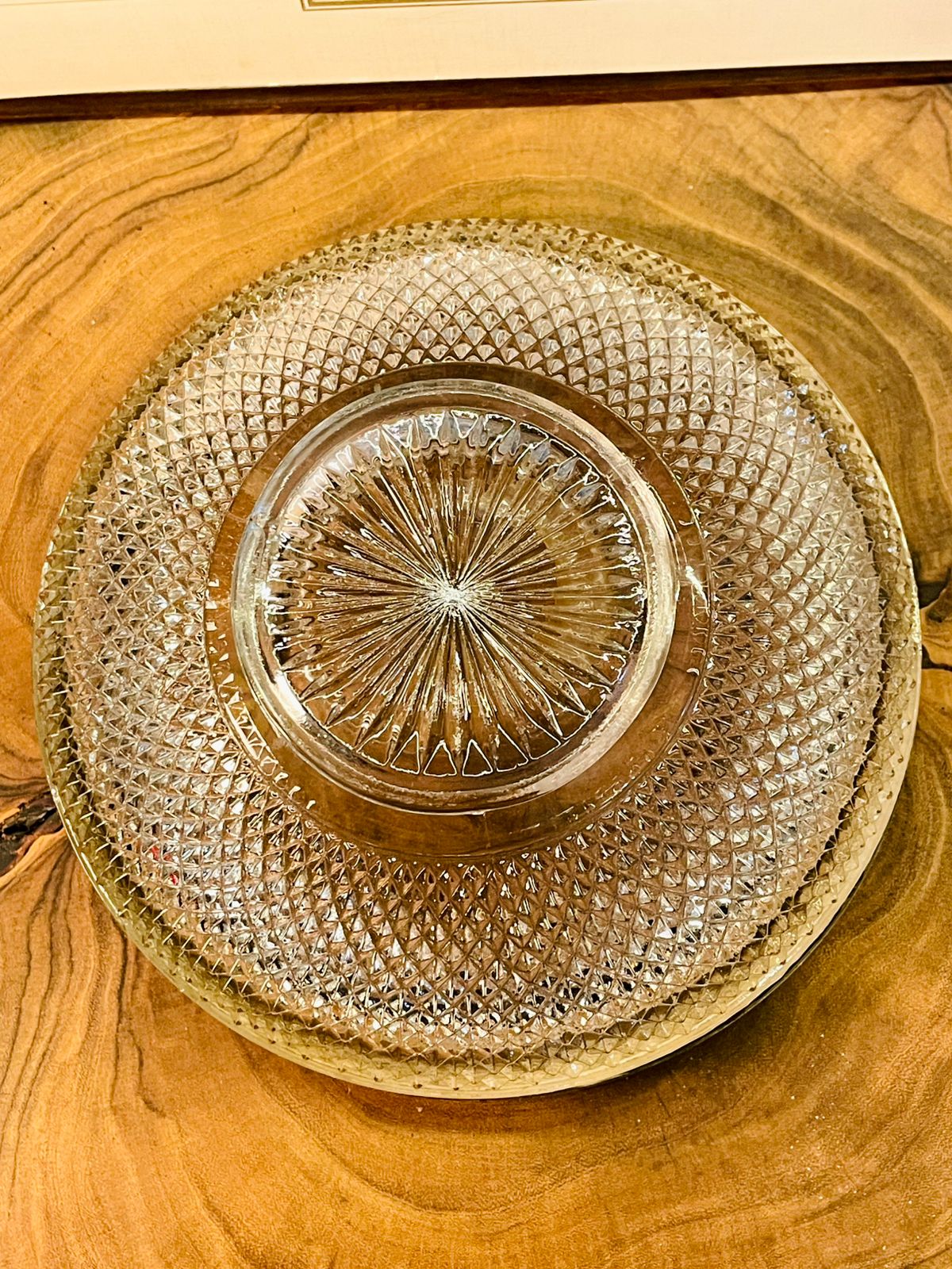 Vintage Large Cut Crystal Bowl with Brass Rim | Large Serving Bowl