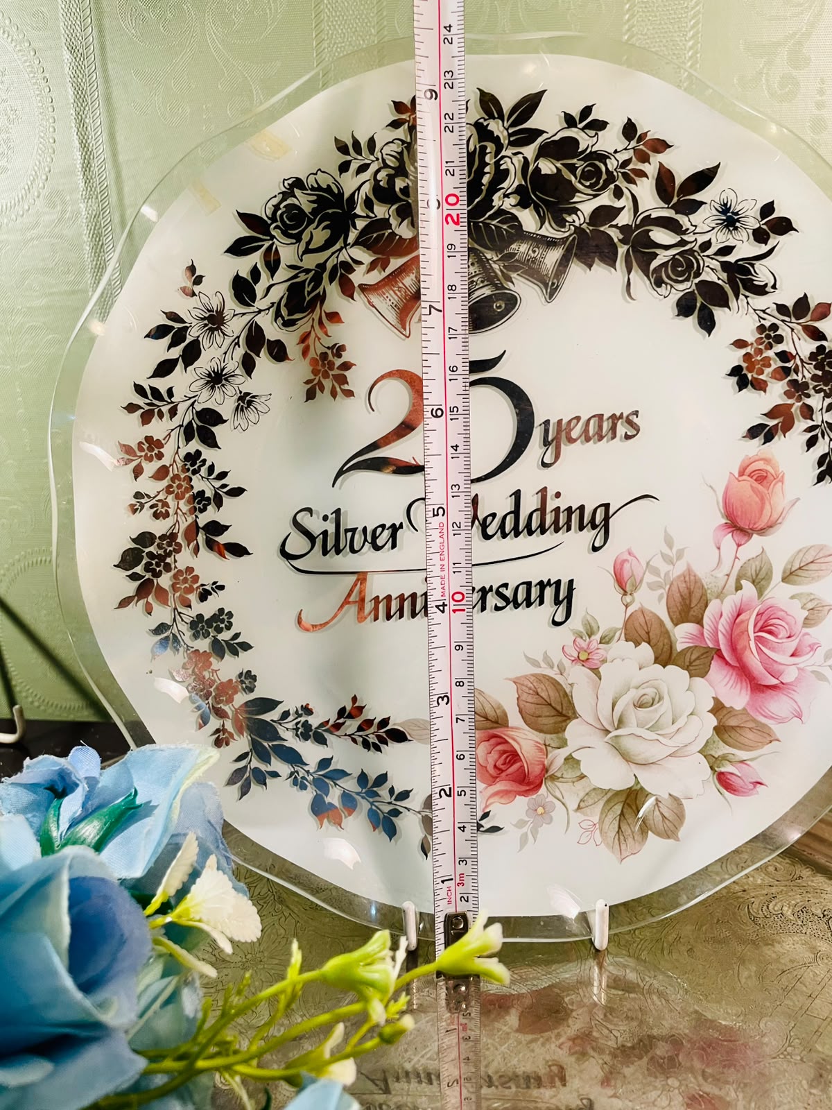 Silver Wedding Anniversary Crystal Plate – 9 Inch