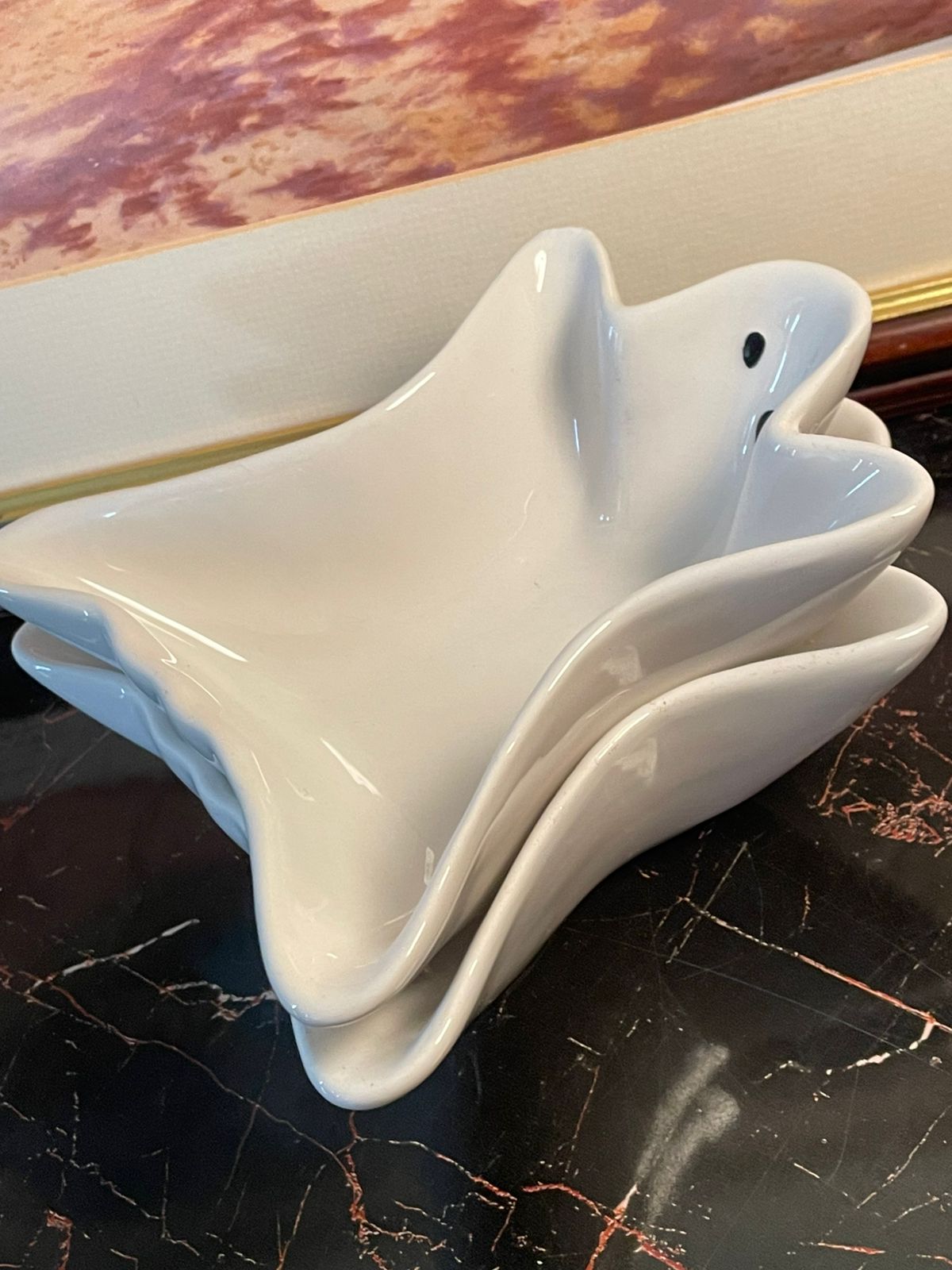 Set of 2 Haunted House Ghost Bowls – White Ceramic
