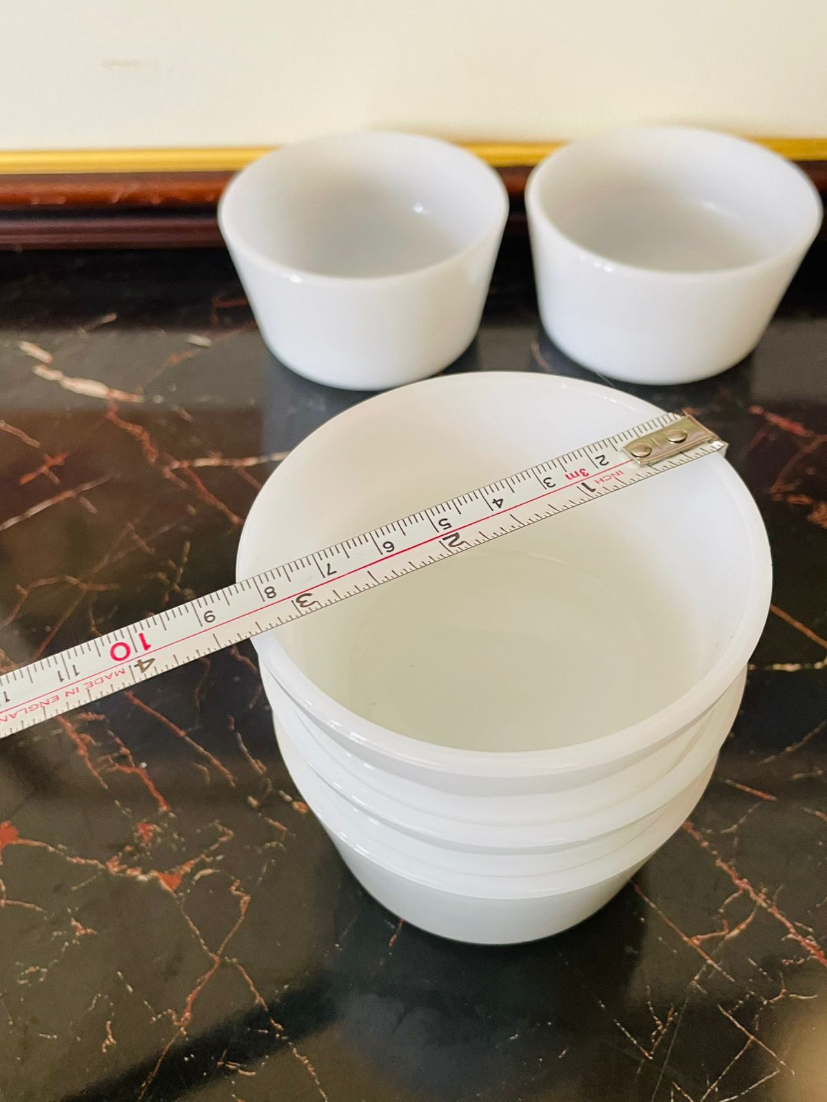 Set of 5 Vintage White Milk Glass Custard Bowls – Minimalist Charm