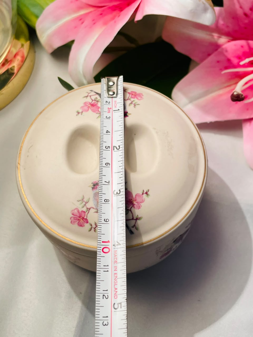 Porcelanas Ibis Floral Bird Lidded Porcelain Dish Approx. 10 cm