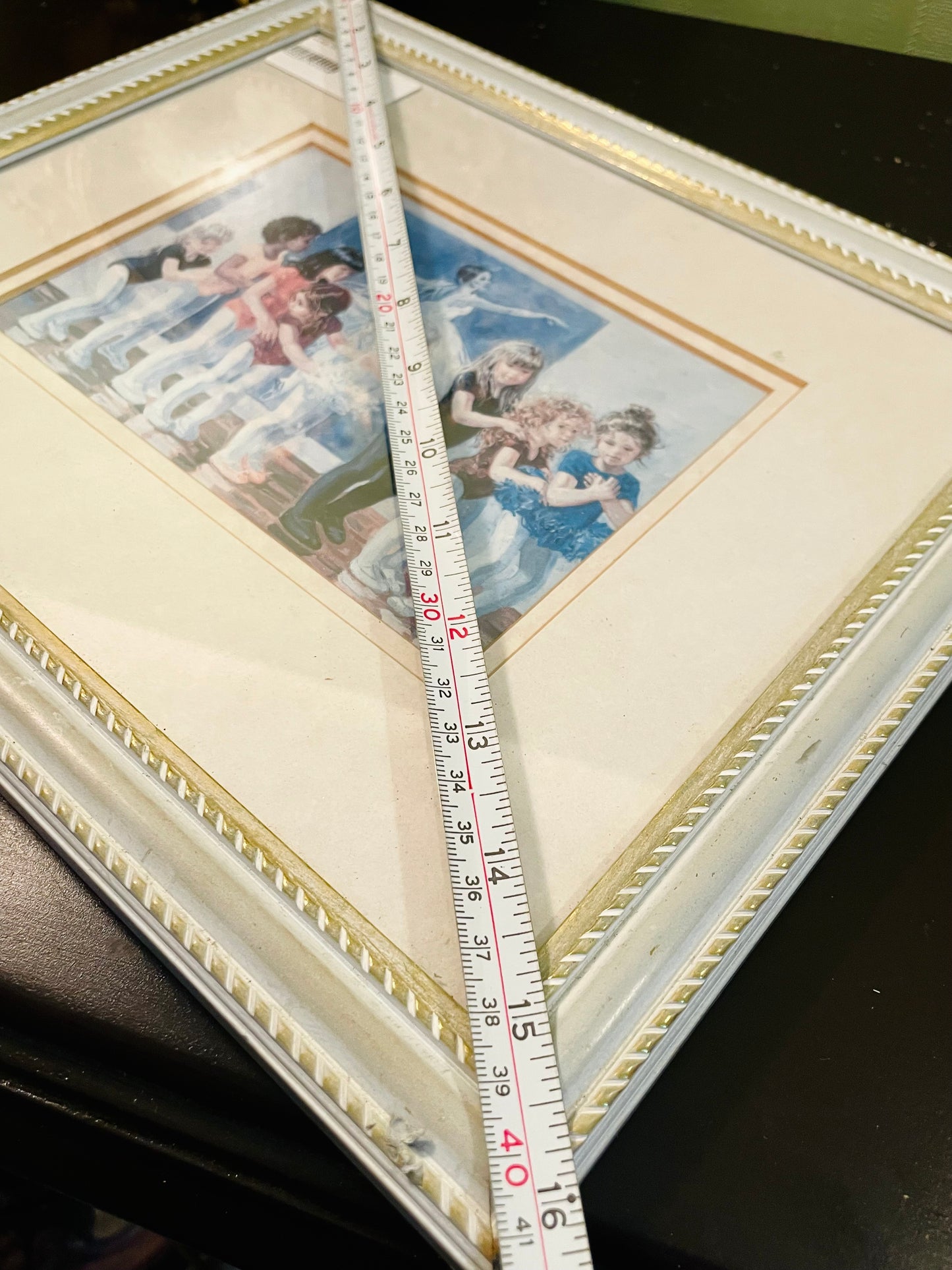 Framed Ballet Dancers Watercolor Wall Art 16 Inch