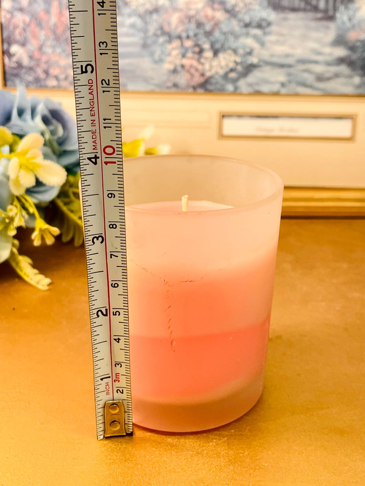 Frosted Pink Scented Candle Minimal Glass Decor