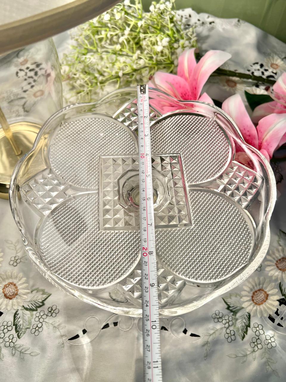 Vintage Clear Crystal Pedestal Serving Cake Platter – 10 Inch