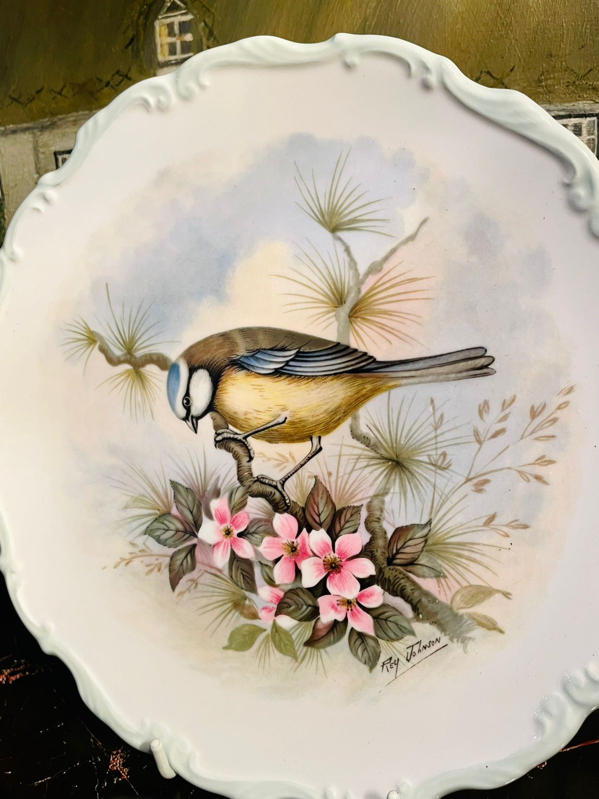 Royal Albert Bone China Collector Plate – Woodland Birds “Blue Titmouse” by Reginald A. Johnson (1982) England