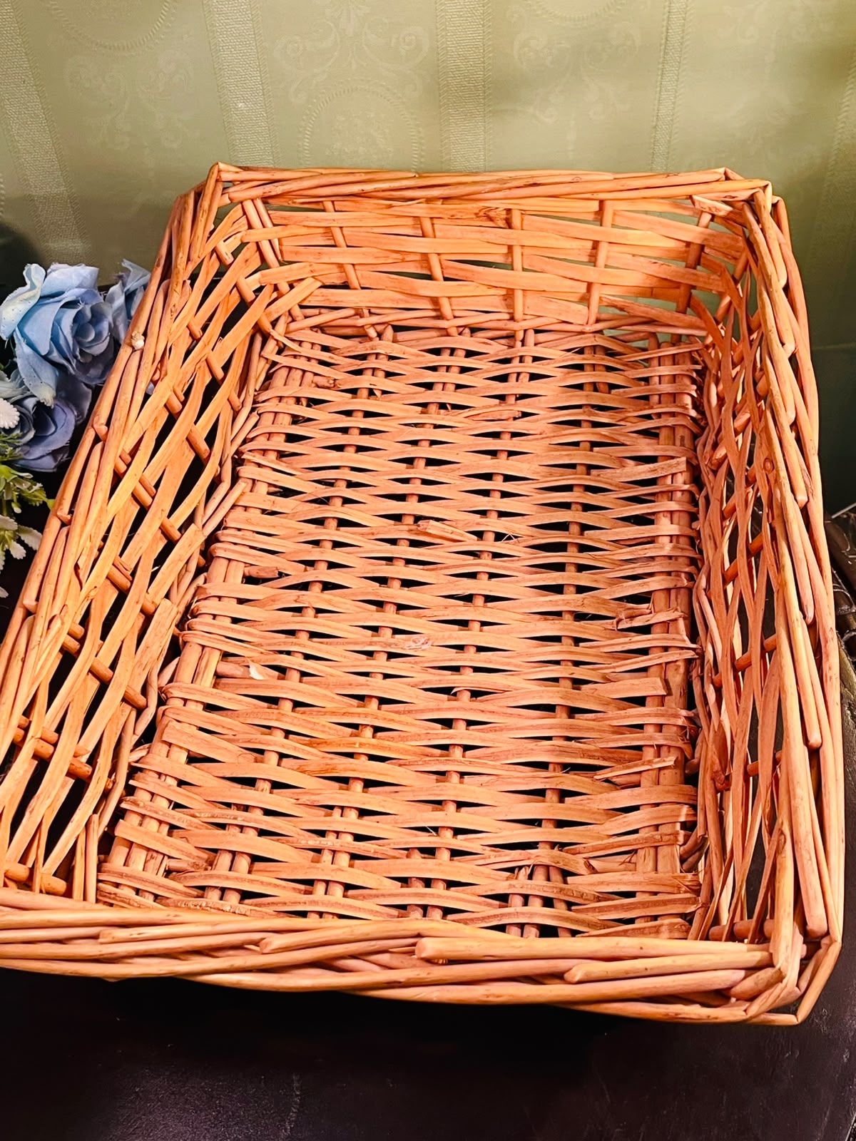 Large Rectangular Wicker Storage Basket – Natural Woven Basket