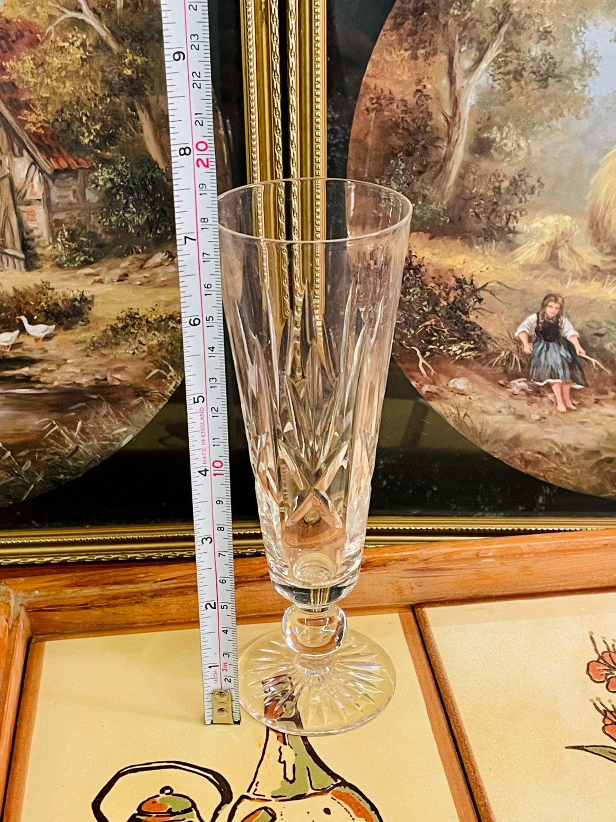 Tall Cut Crystal Pedestal Vase – Elegant Display Centerpiece