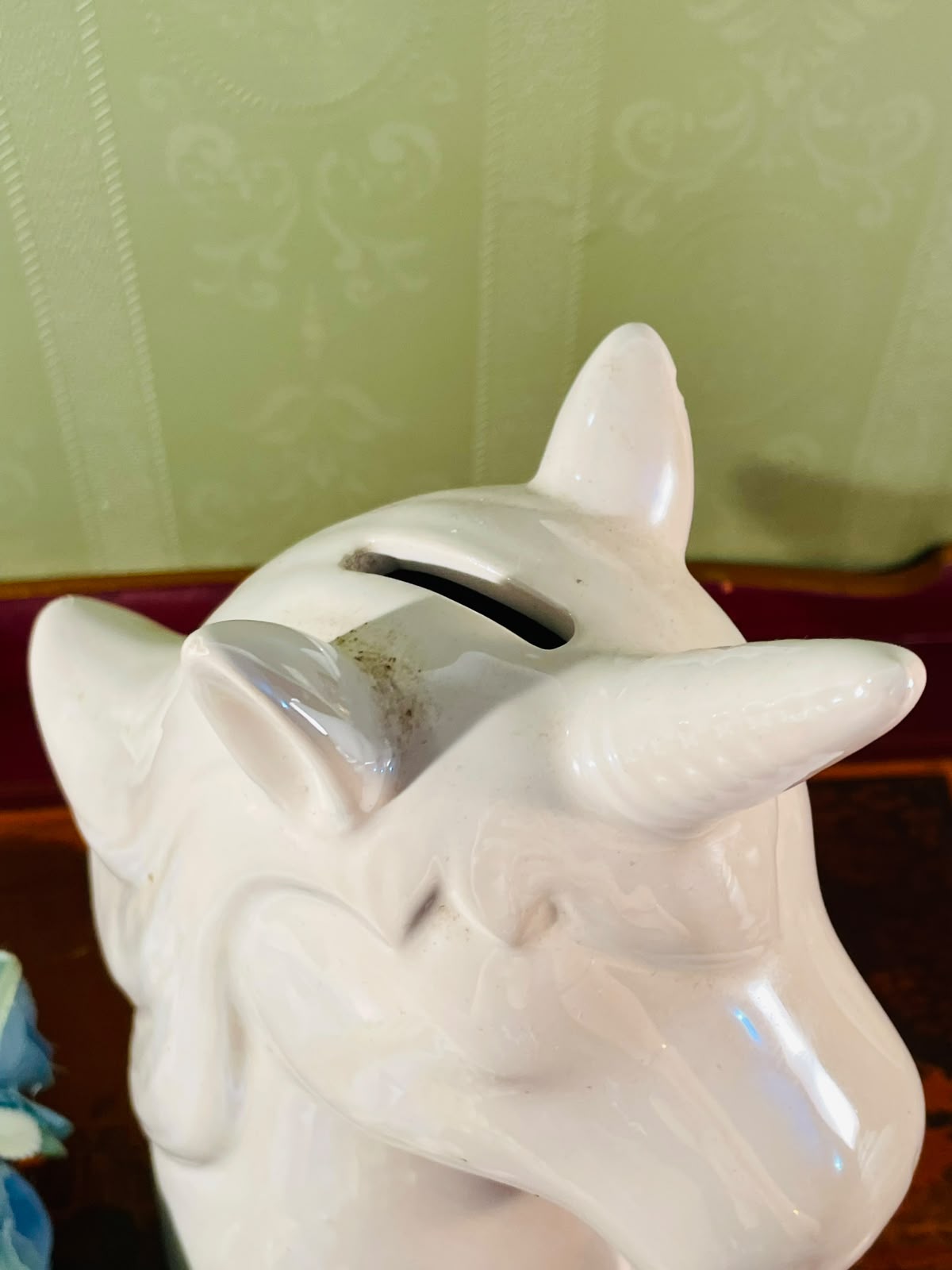 White Ceramic Unicorn Money Bank – 9 Inch