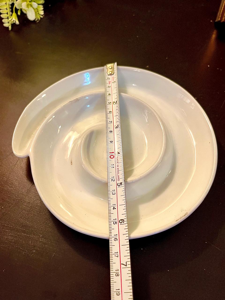 White Ceramic Chip & Dip Serving Platter – Divided Snack Tray